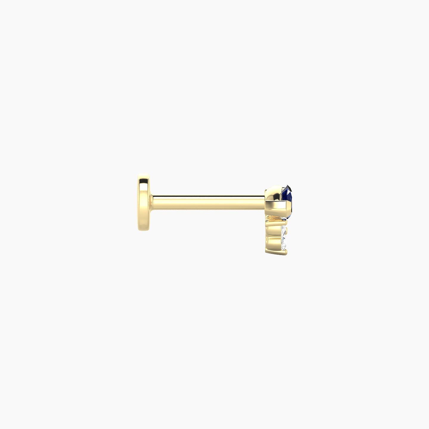 Oya | 18k Yellow Gold 6.5 mm 5 mm Sapphire & Diamond Nose Piercing