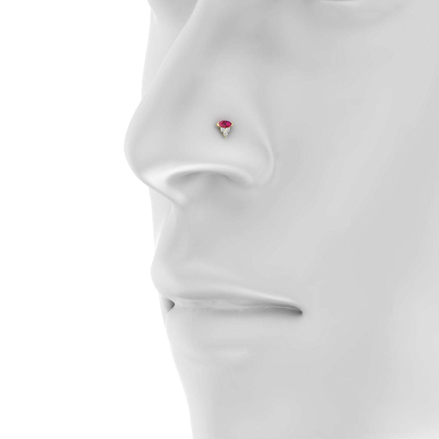 Oya | 18k Yellow Gold 6.5 mm 5 mm Ruby & Diamond Nose Piercing
