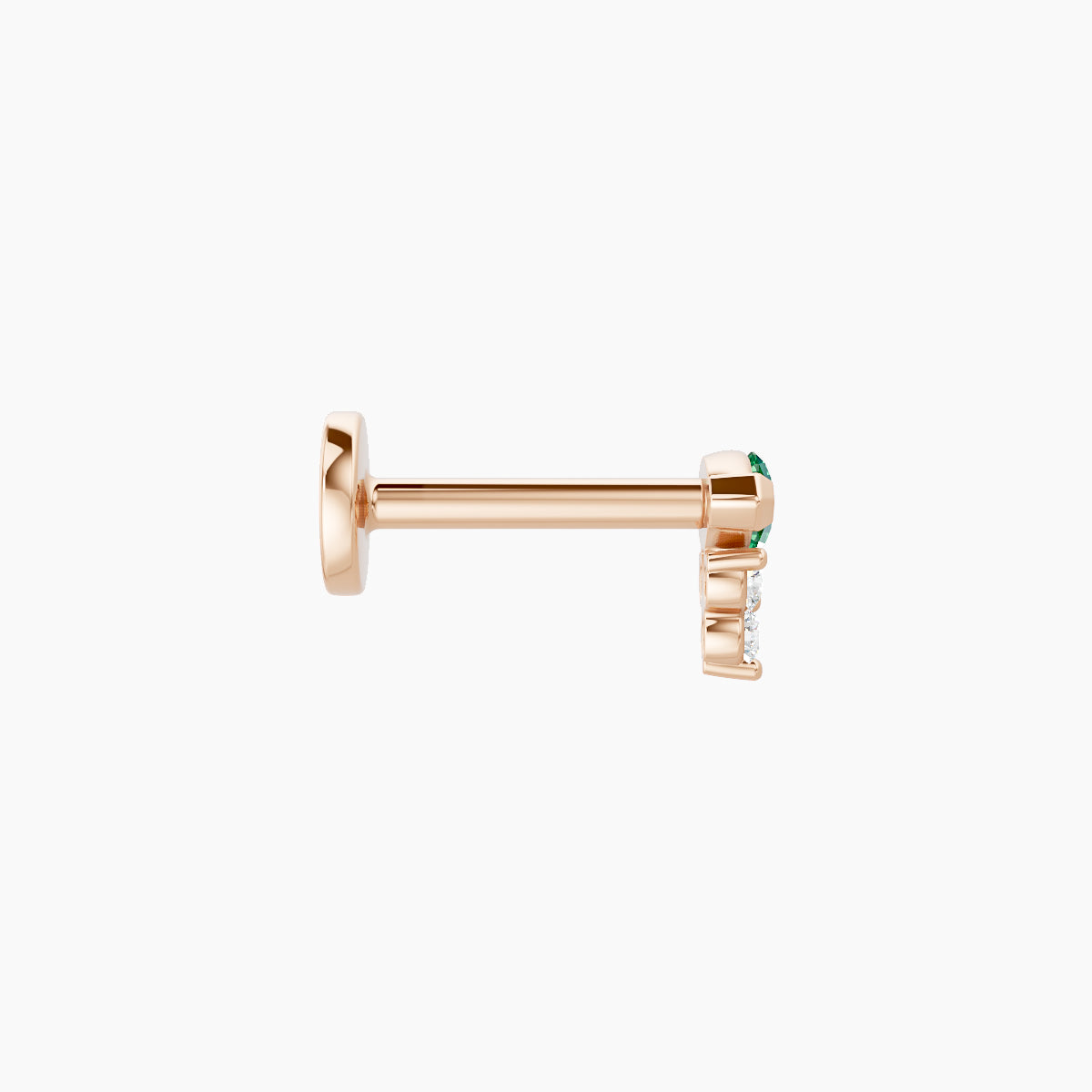 Oya | 18k Rose Gold 6.5 mm 5 mm Emerald & Diamond Piercing