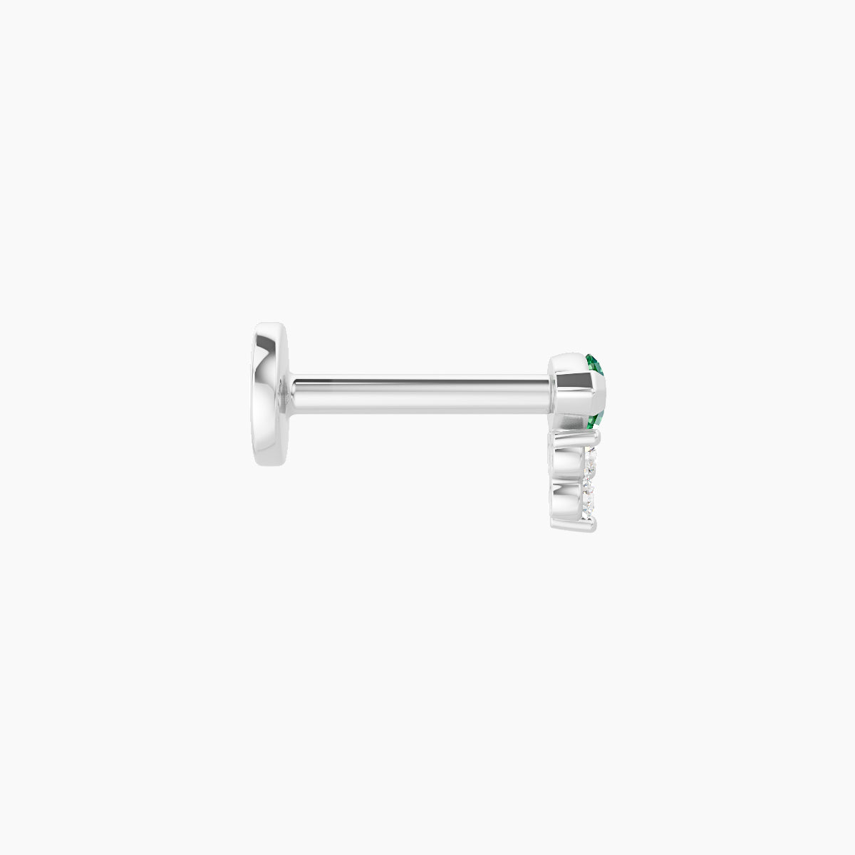 Oya | 18k White Gold 6.5 mm 5 mm Emerald & Diamond Piercing