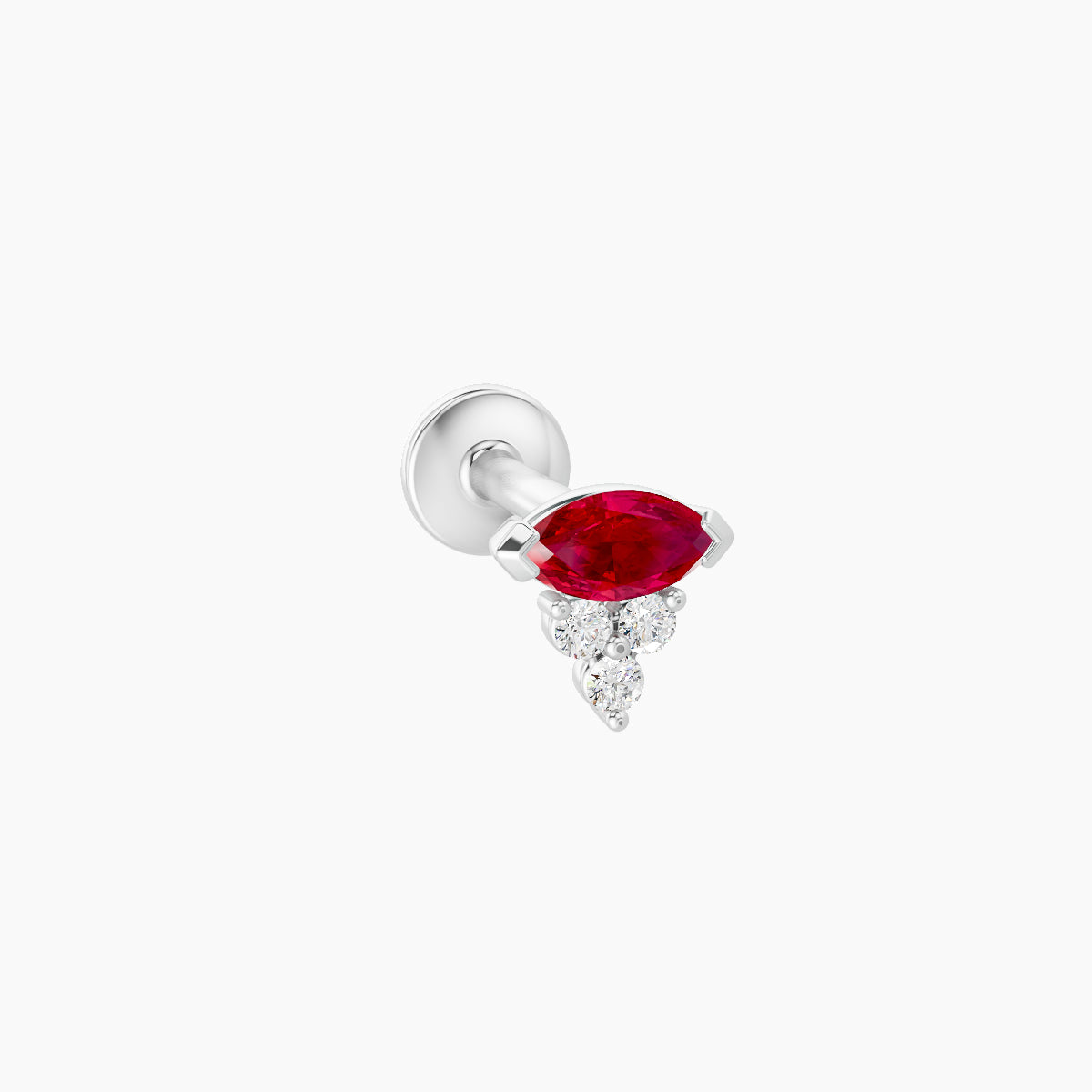 Oya | 18k White Gold 6.5 mm 5 mm Ruby & Diamond Piercing