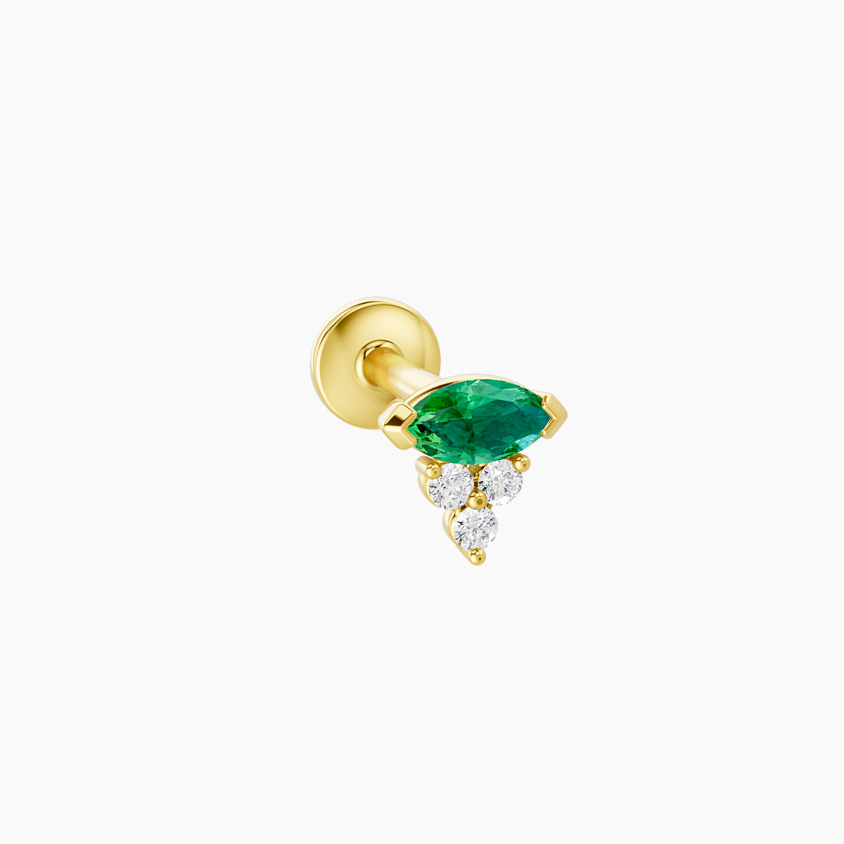 Oya | 18k Yellow Gold 6.5 mm 5 mm Emerald & Diamond Piercing