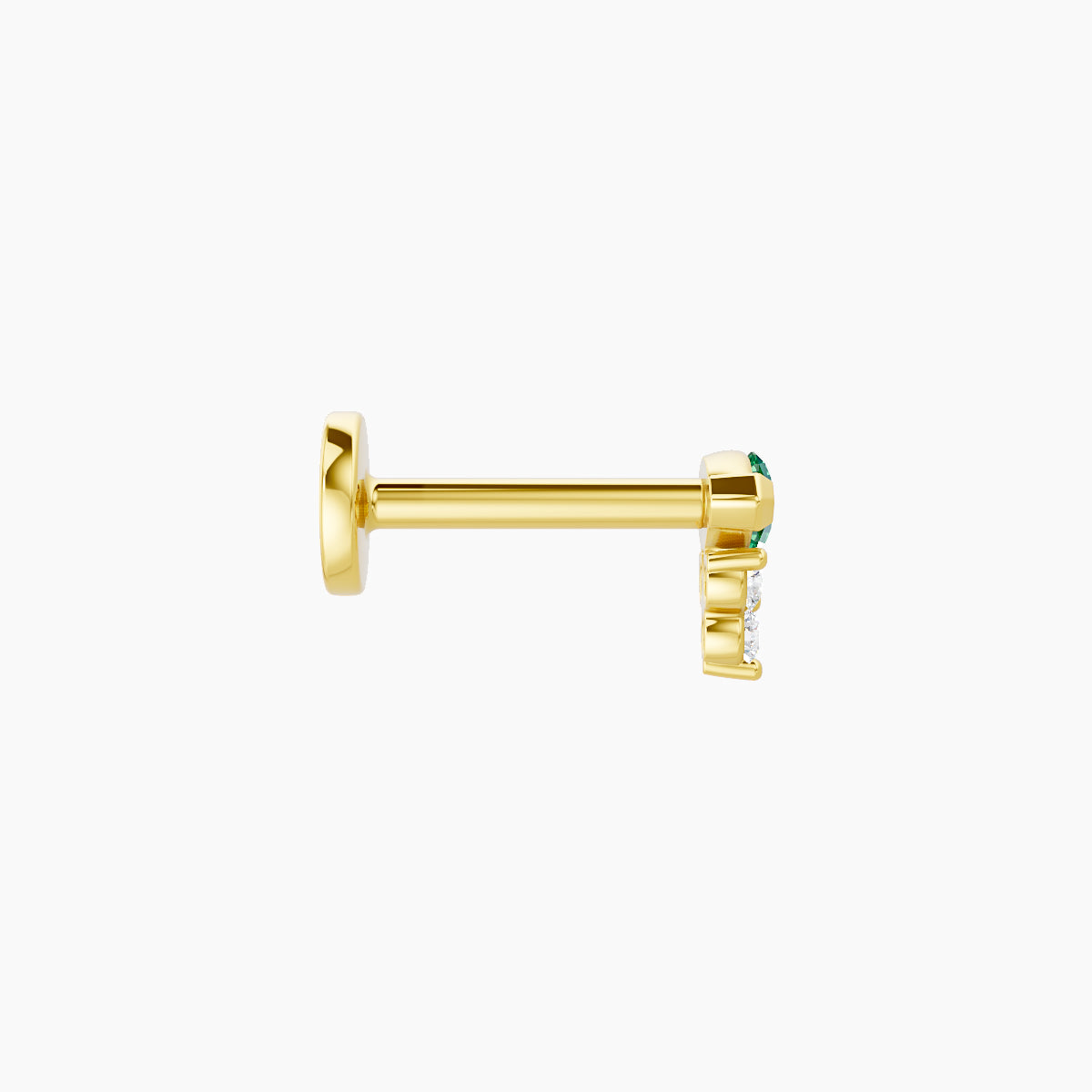Oya | 18k Yellow Gold 6.5 mm 5 mm Emerald & Diamond Piercing
