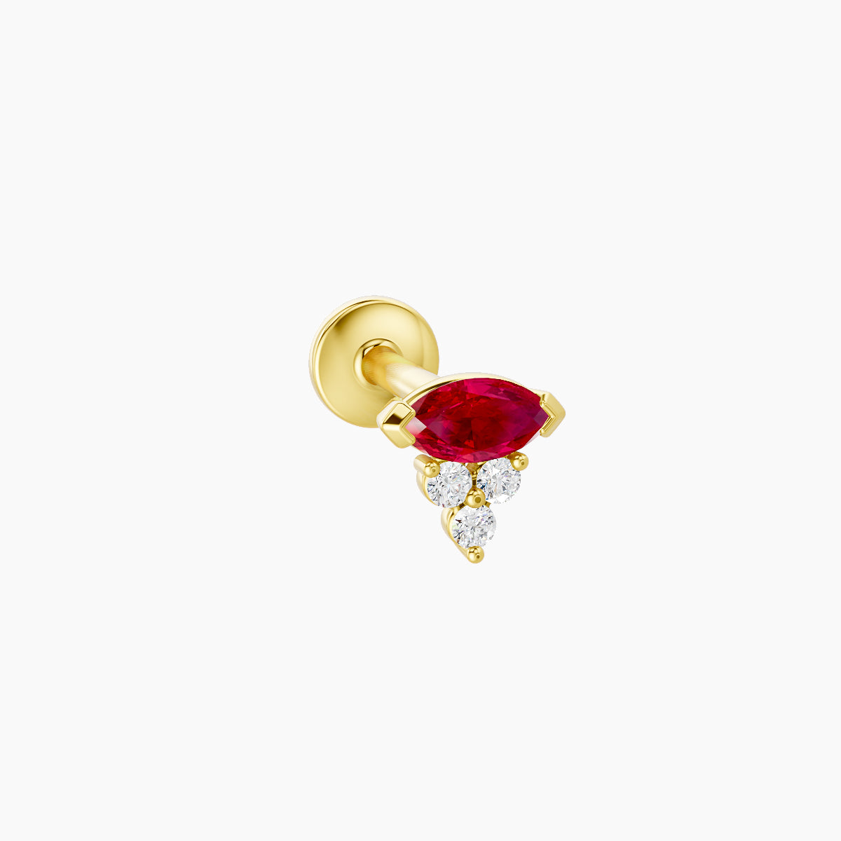 Oya | 18k Yellow Gold 6.5 mm 5 mm Ruby & Diamond Piercing