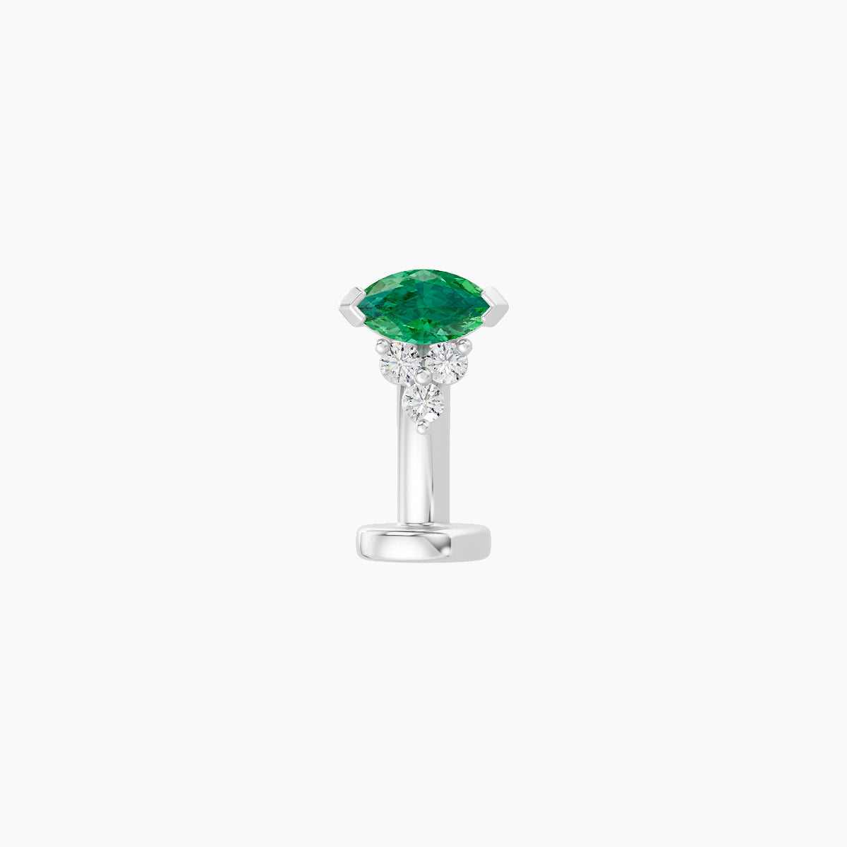 Oya | 18k White Gold 8 mm 5 mm Emerald & Diamond Floating Navel Piercing