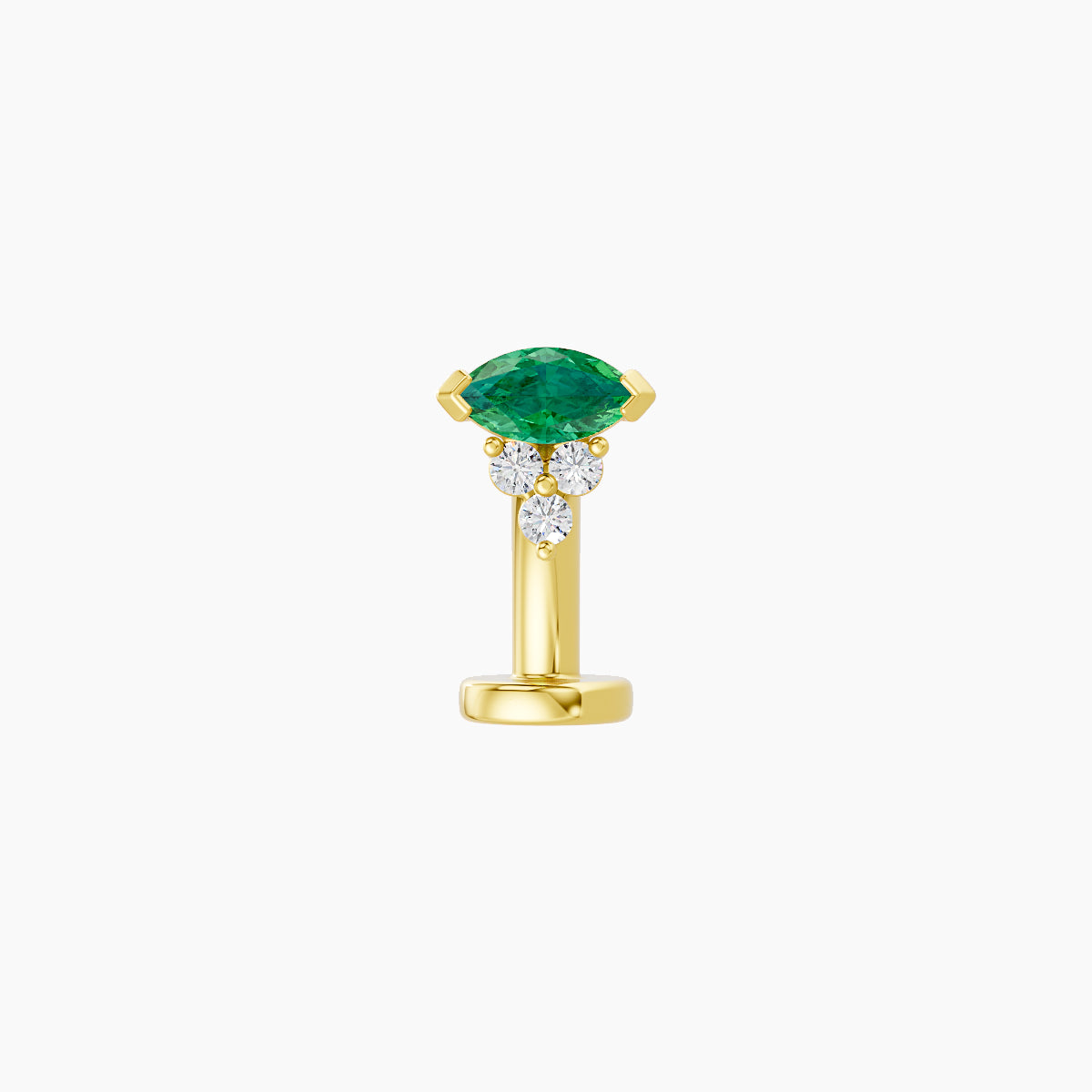 Oya | 18k Yellow Gold 8 mm 5 mm Emerald & Diamond Floating Navel Piercing