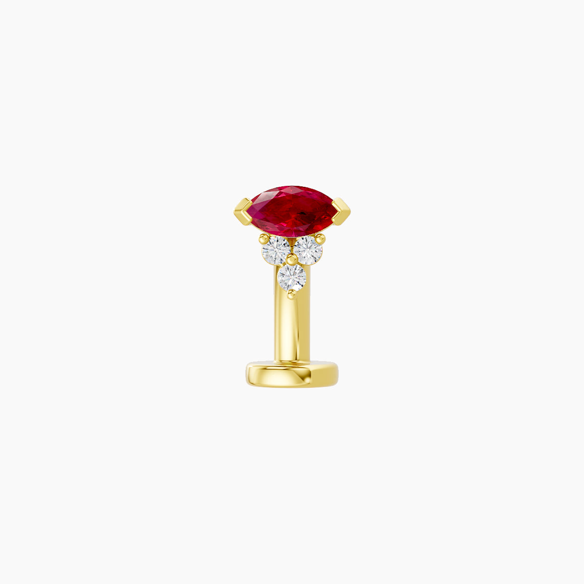 Oya | 18k Yellow Gold 8 mm 5 mm Ruby & Diamond Floating Navel Piercing