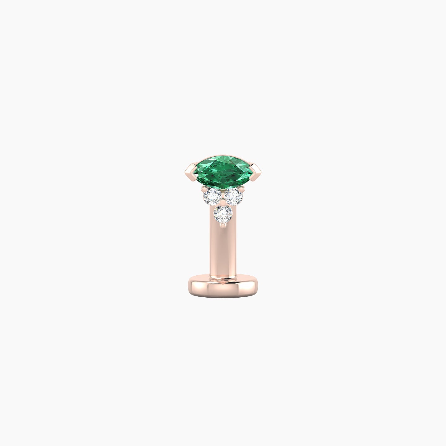 Oya | 18k Rose Gold 8 mm 5 mm Emerald & Diamond Floating Navel Piercing