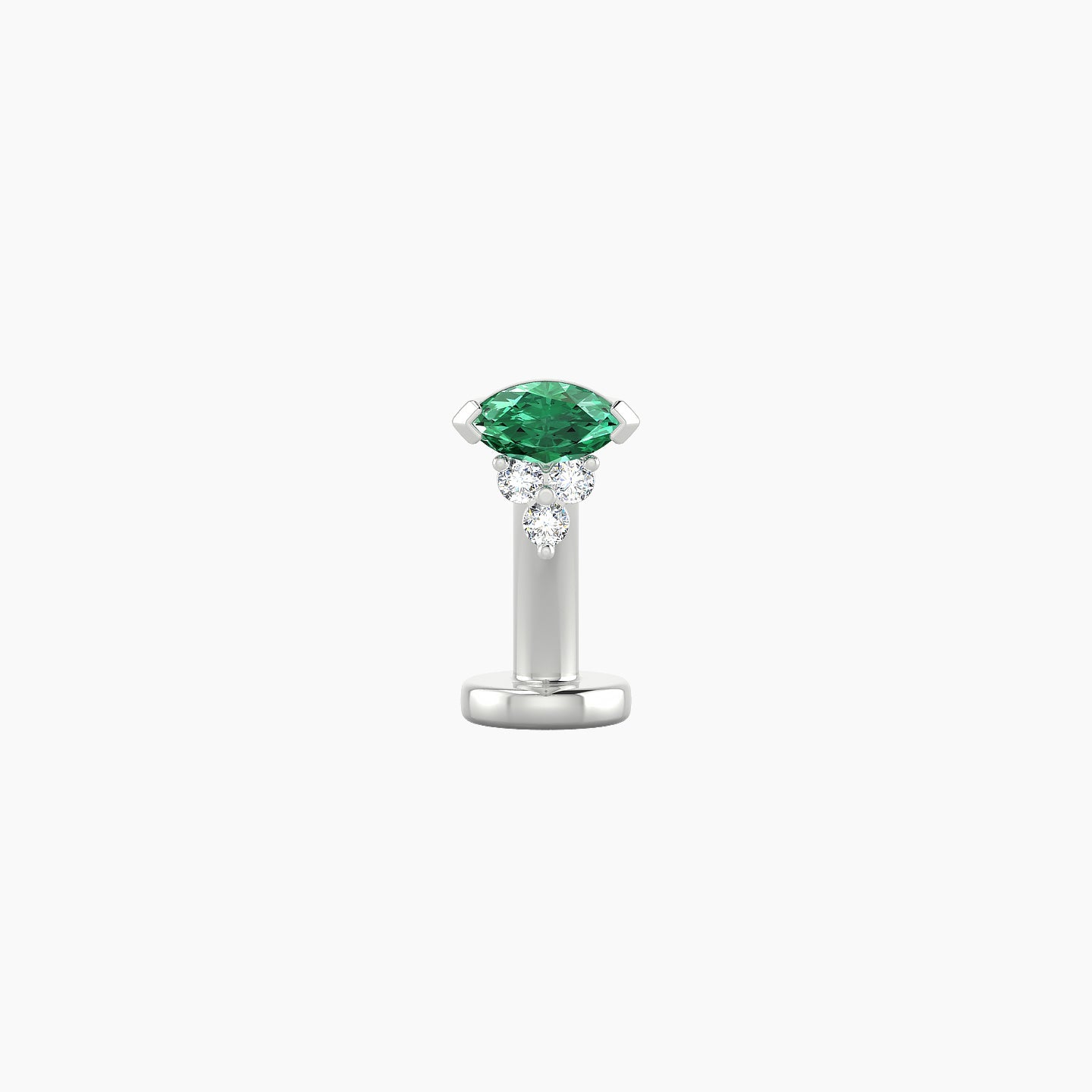 Oya | 18k White Gold 8 mm 5 mm Emerald & Diamond Floating Navel Piercing