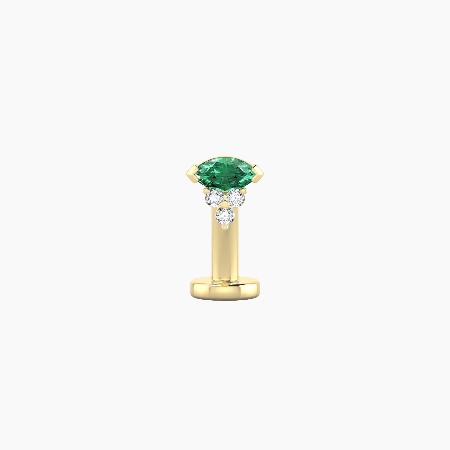Oya | 18k Yellow Gold 8 mm 5 mm Emerald & Diamond Floating Navel Piercing