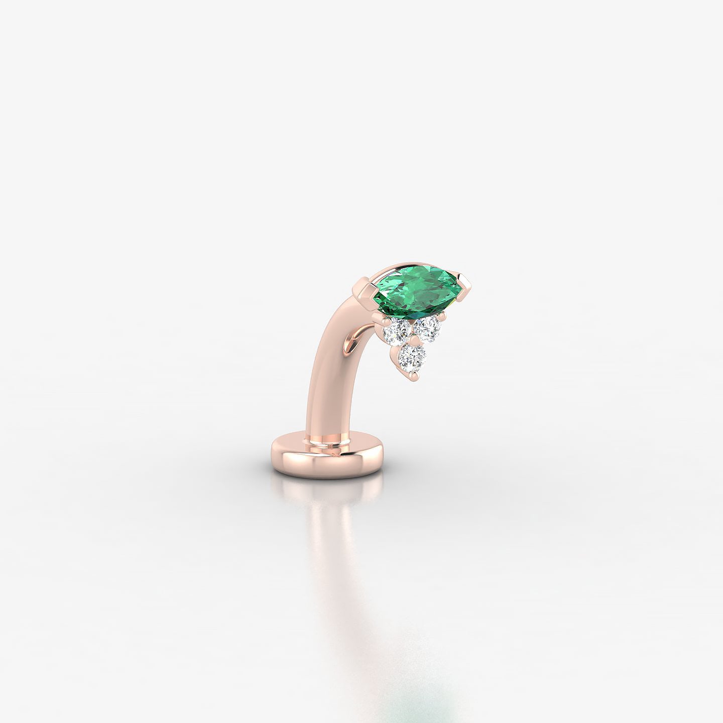 Oya | 18k Rose Gold 8 mm 5 mm Emerald & Diamond Floating Navel Piercing