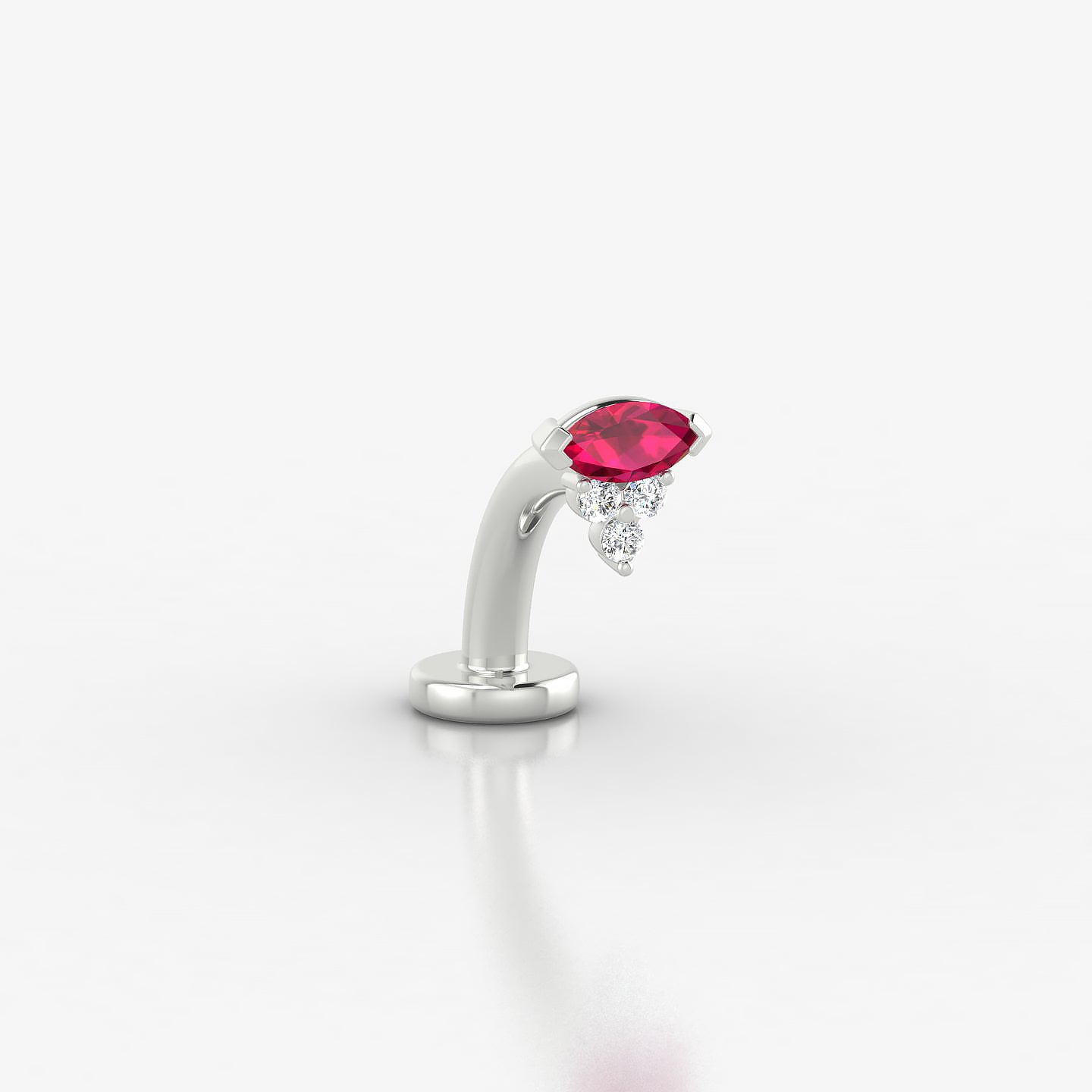 Oya | 18k White Gold 8 mm 5 mm Ruby & Diamond Floating Navel Piercing