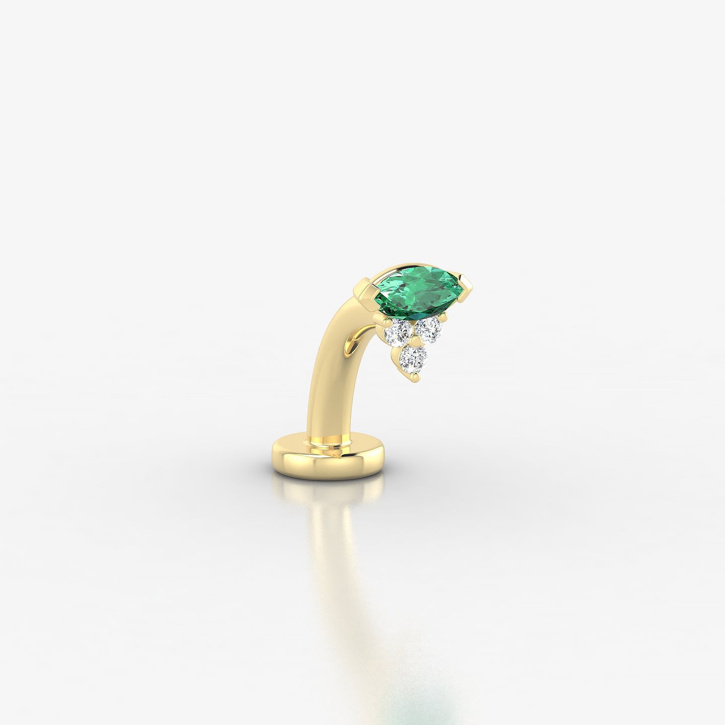 Oya | 18k Yellow Gold 8 mm 5 mm Emerald & Diamond Floating Navel Piercing