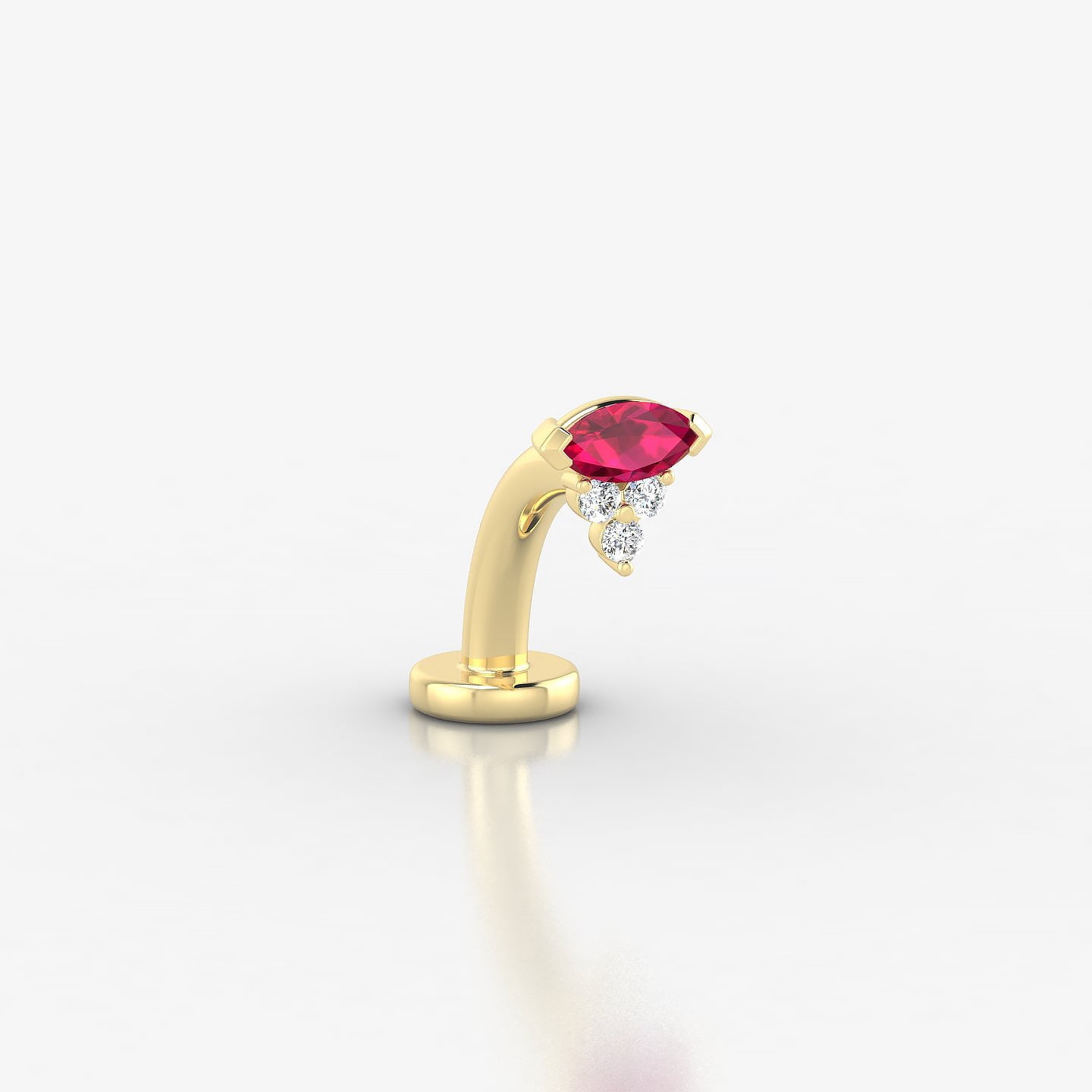 Oya | 18k Yellow Gold 8 mm 5 mm Ruby & Diamond Floating Navel Piercing