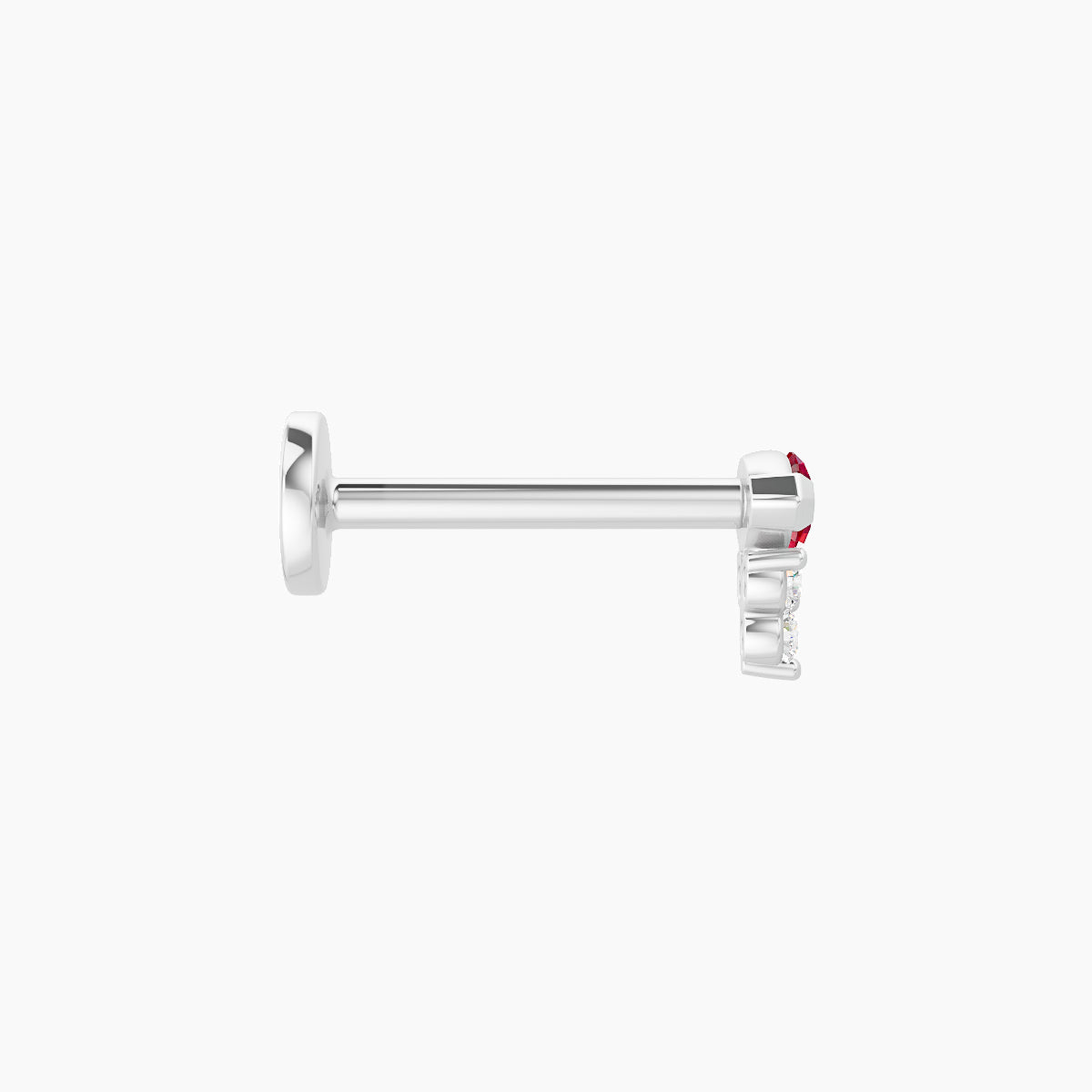 Oya | 18k White Gold 8 mm 5 mm Ruby & Diamond Nose Piercing