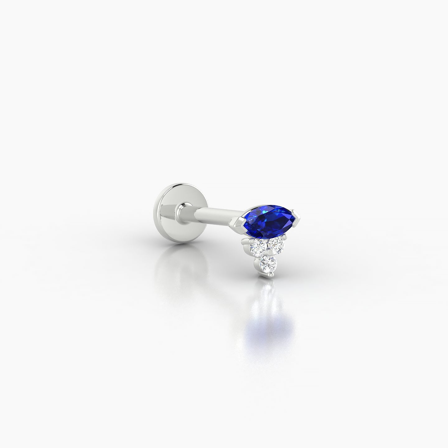 Oya | 18k White Gold 8 mm 5 mm Sapphire & Diamond Nose Piercing