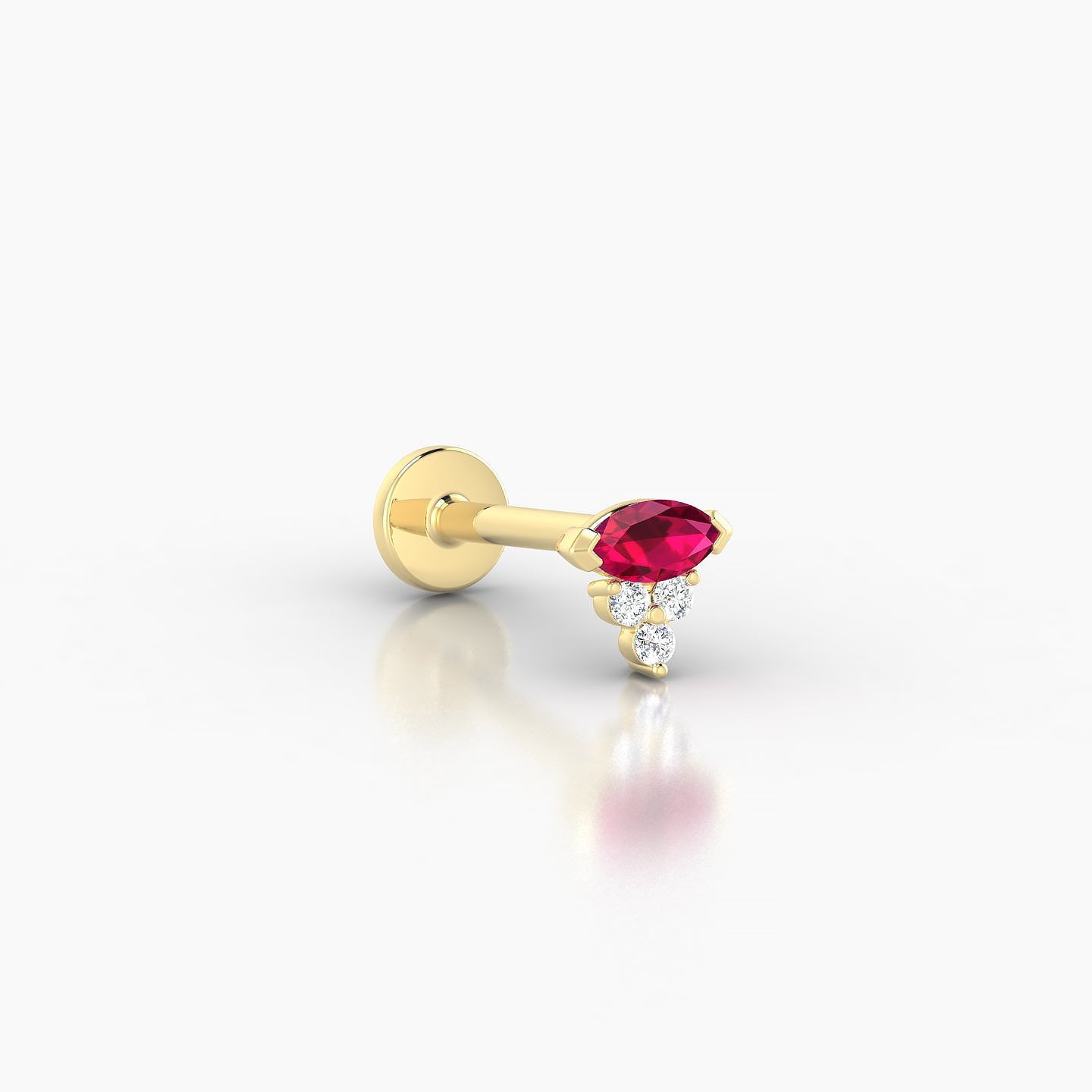 Oya | 18k Yellow Gold 8 mm 5 mm Ruby & Diamond Nose Piercing