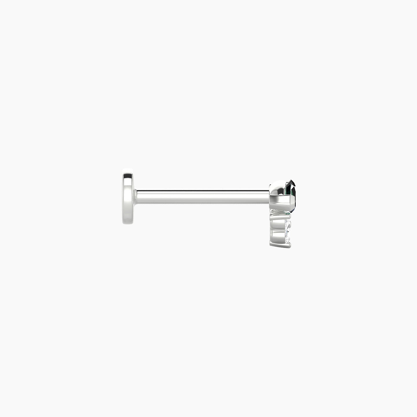 Oya | 18k White Gold 8 mm 5 mm Emerald & Diamond Nose Piercing