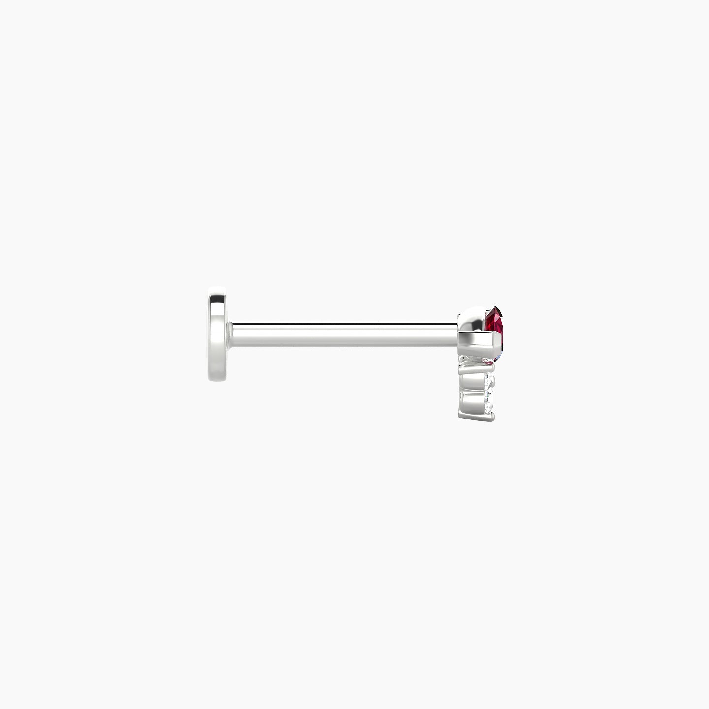 Oya | 18k White Gold 8 mm 5 mm Ruby & Diamond Nose Piercing