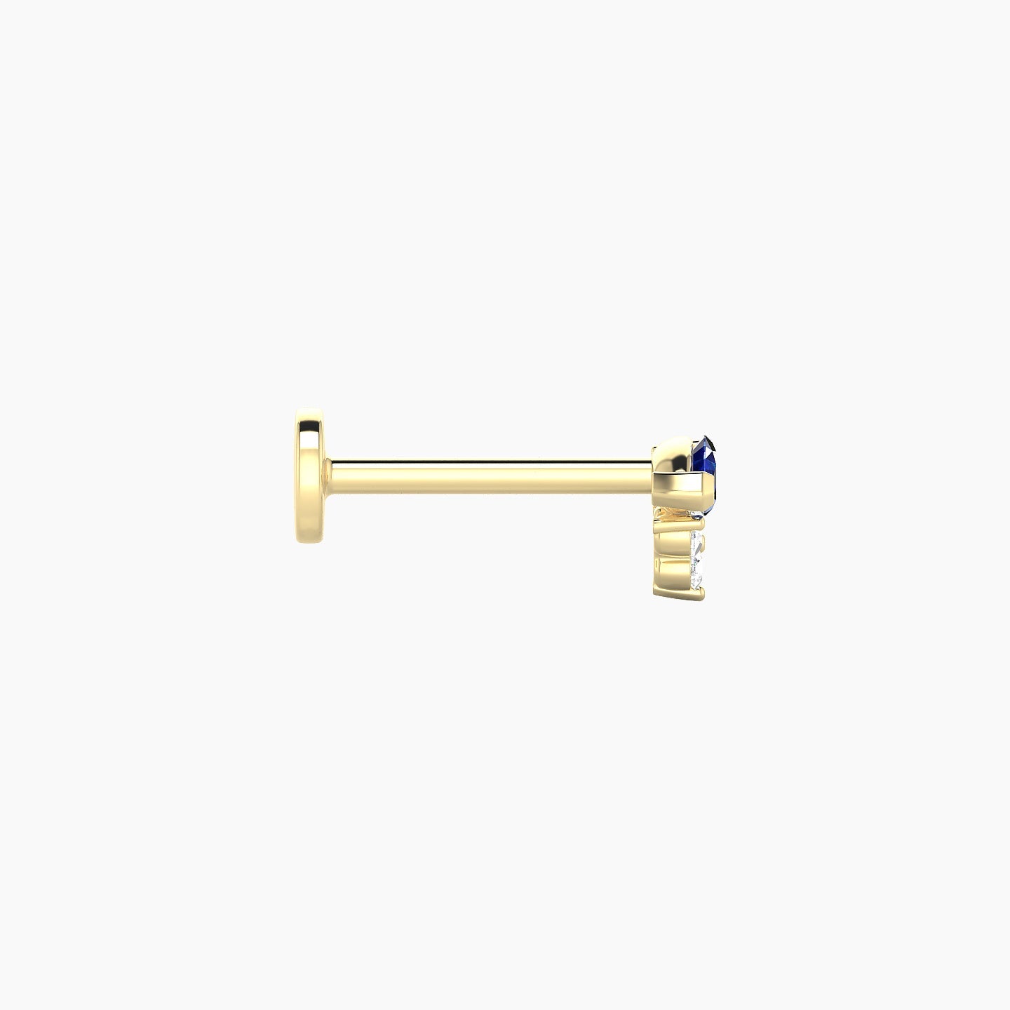 Oya | 18k Yellow Gold 8 mm 5 mm Sapphire & Diamond Nose Piercing