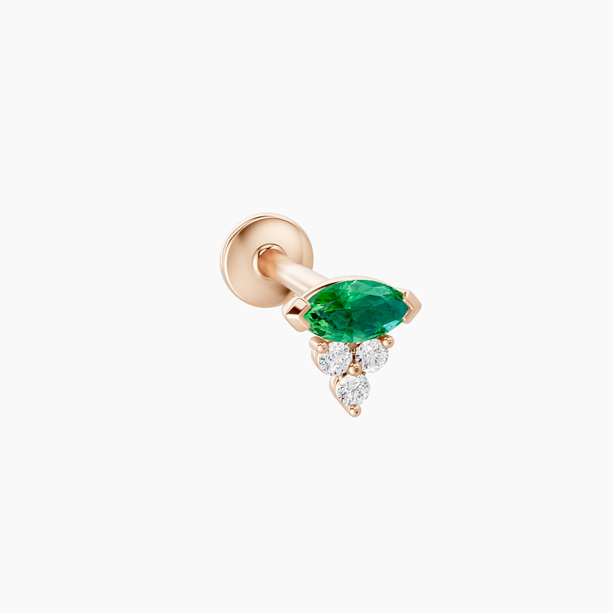 Oya | 18k Rose Gold 8 mm 5 mm Emerald & Diamond Piercing