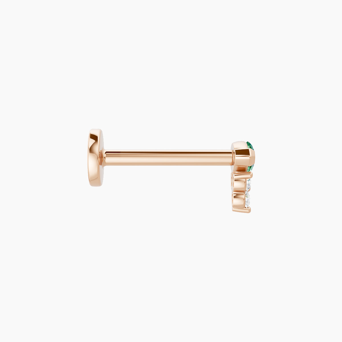 Oya | 18k Rose Gold 8 mm 5 mm Emerald & Diamond Piercing