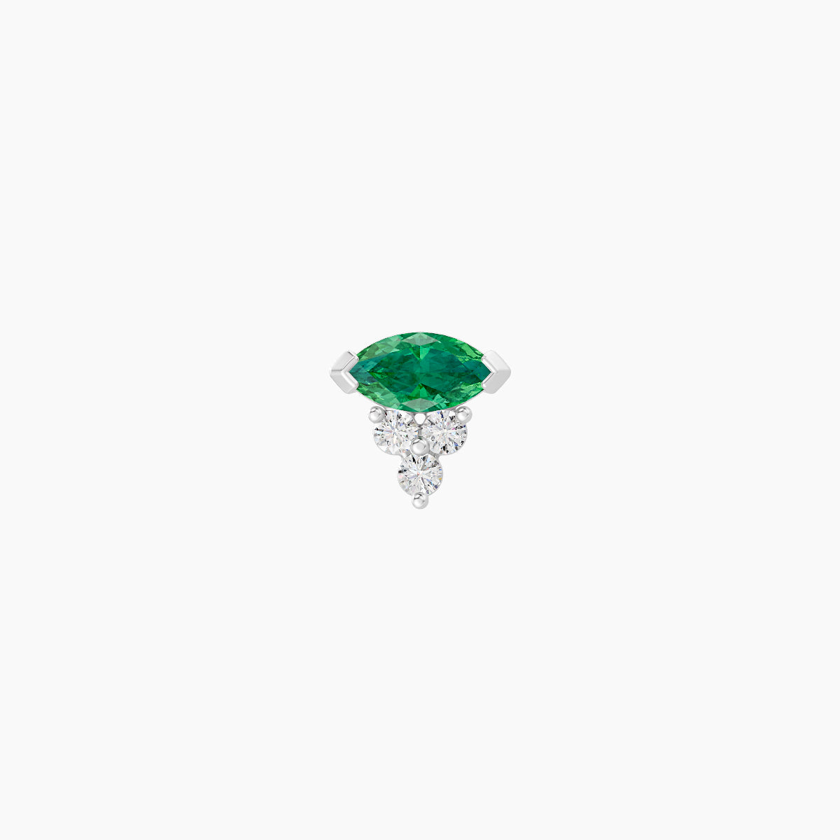 Oya | 18k White Gold 8 mm 5 mm Emerald & Diamond Piercing
