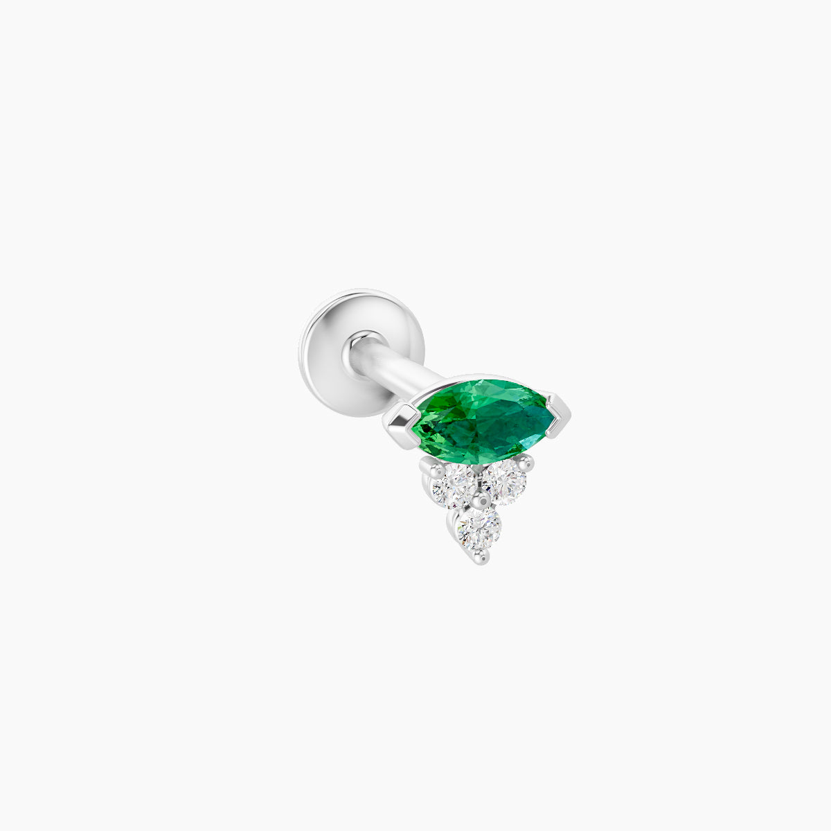 Oya | 18k White Gold 8 mm 5 mm Emerald & Diamond Piercing