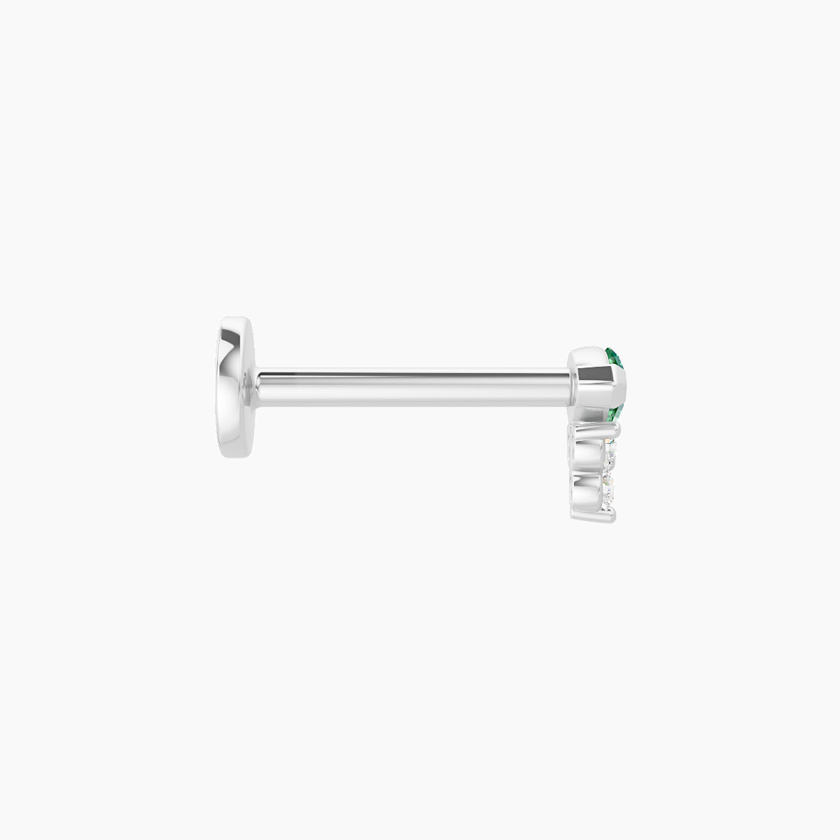 Oya | 18k White Gold 8 mm 5 mm Emerald & Diamond Piercing