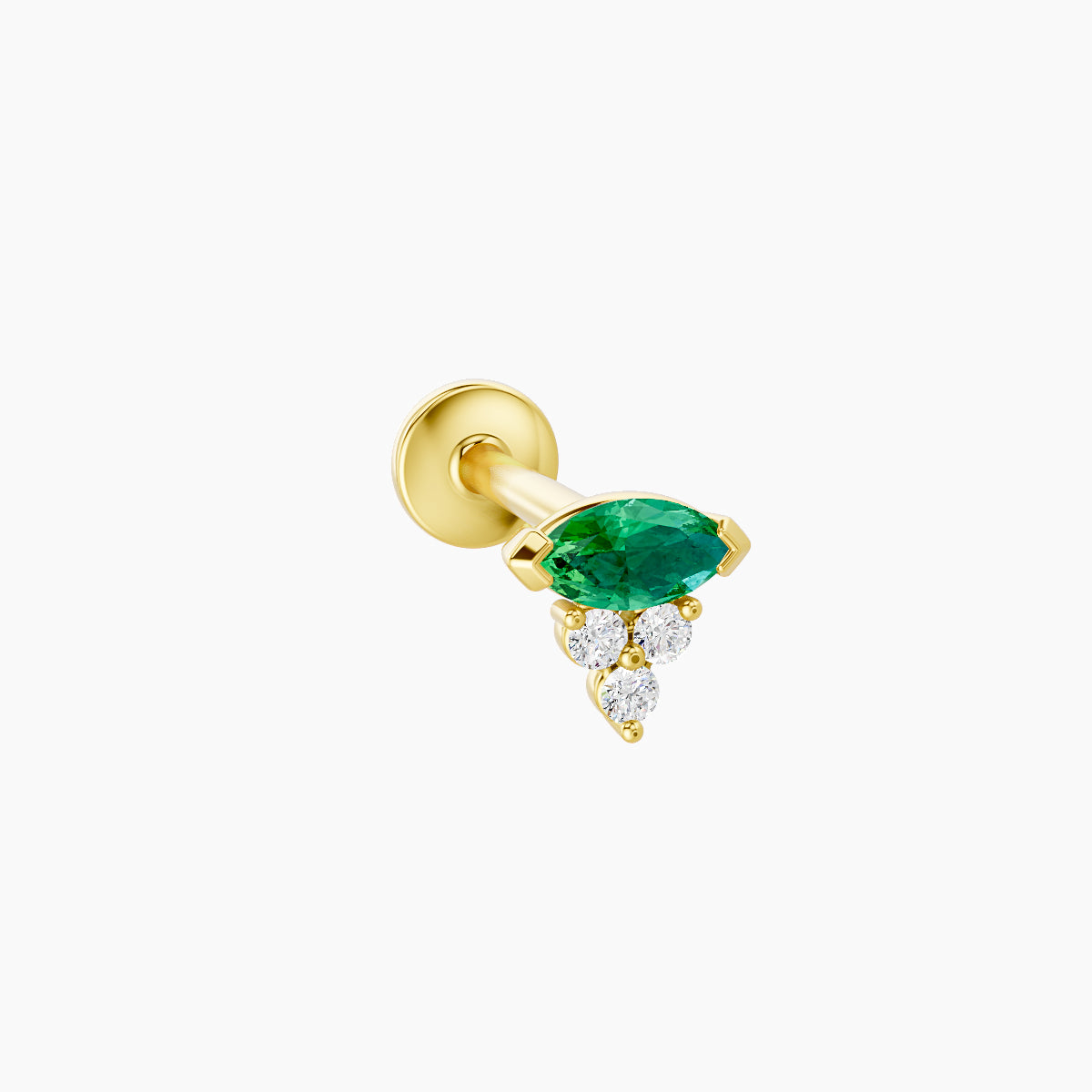 Oya | 18k Yellow Gold 8 mm 5 mm Emerald & Diamond Piercing