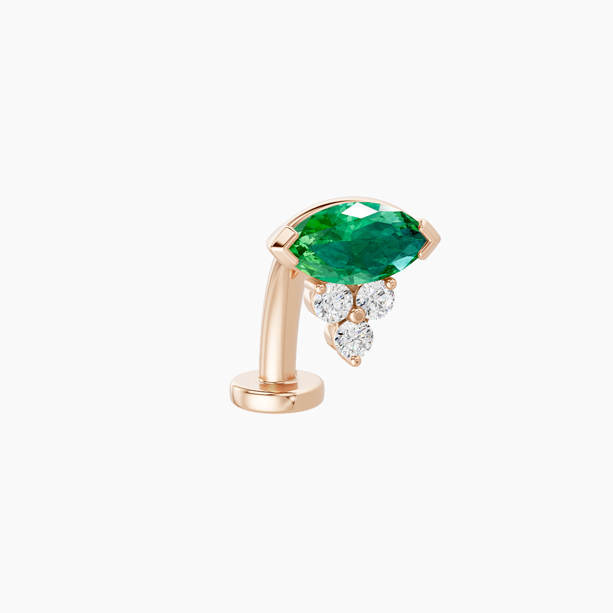 Oya | 18k Rose Gold 10 mm 7 mm Emerald & Diamond Floating Navel Piercing