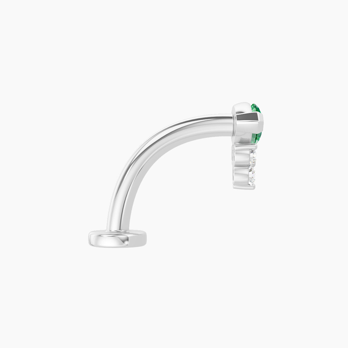Oya | 18k White Gold 10 mm 7 mm Emerald & Diamond Floating Navel Piercing