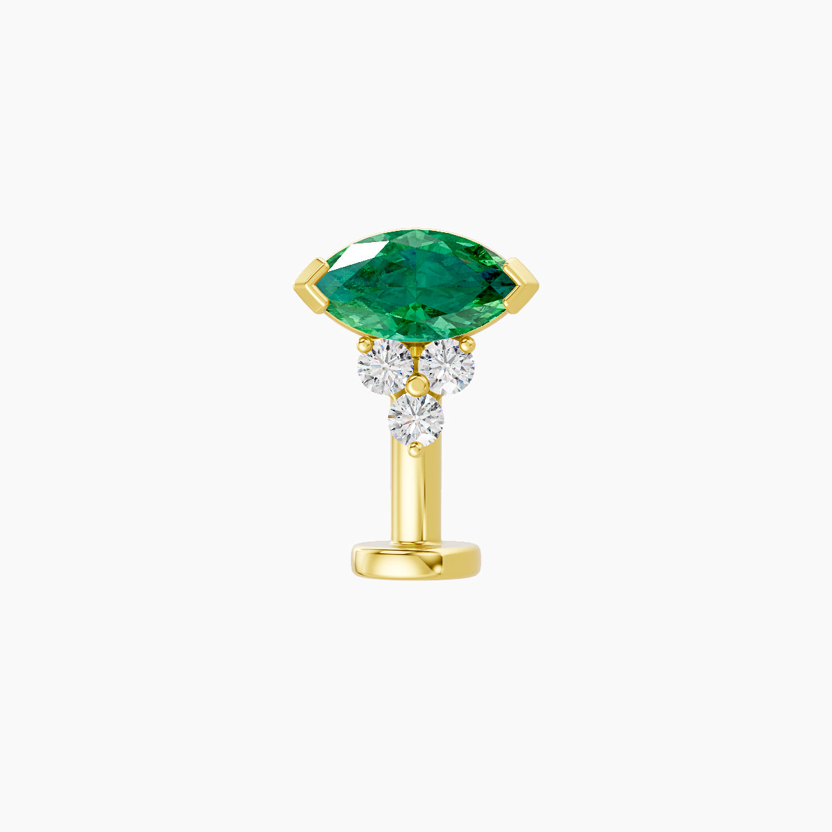 Oya | 18k Yellow Gold 10 mm 7 mm Emerald & Diamond Floating Navel Piercing
