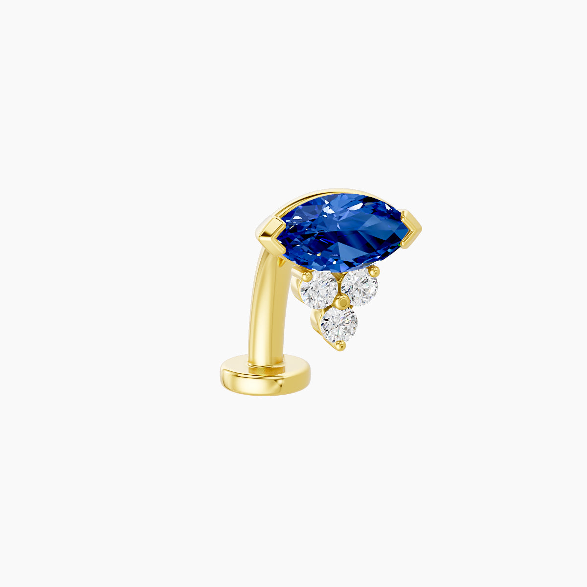 Oya | 18k Yellow Gold 10 mm 7 mm Sapphire & Diamond Floating Navel Piercing