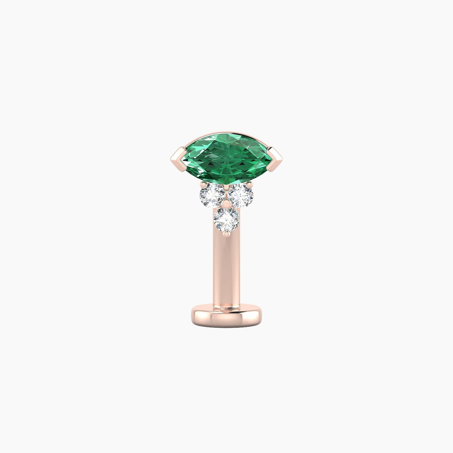 Oya | 18k Rose Gold 10 mm 7 mm Emerald & Diamond Floating Navel Piercing