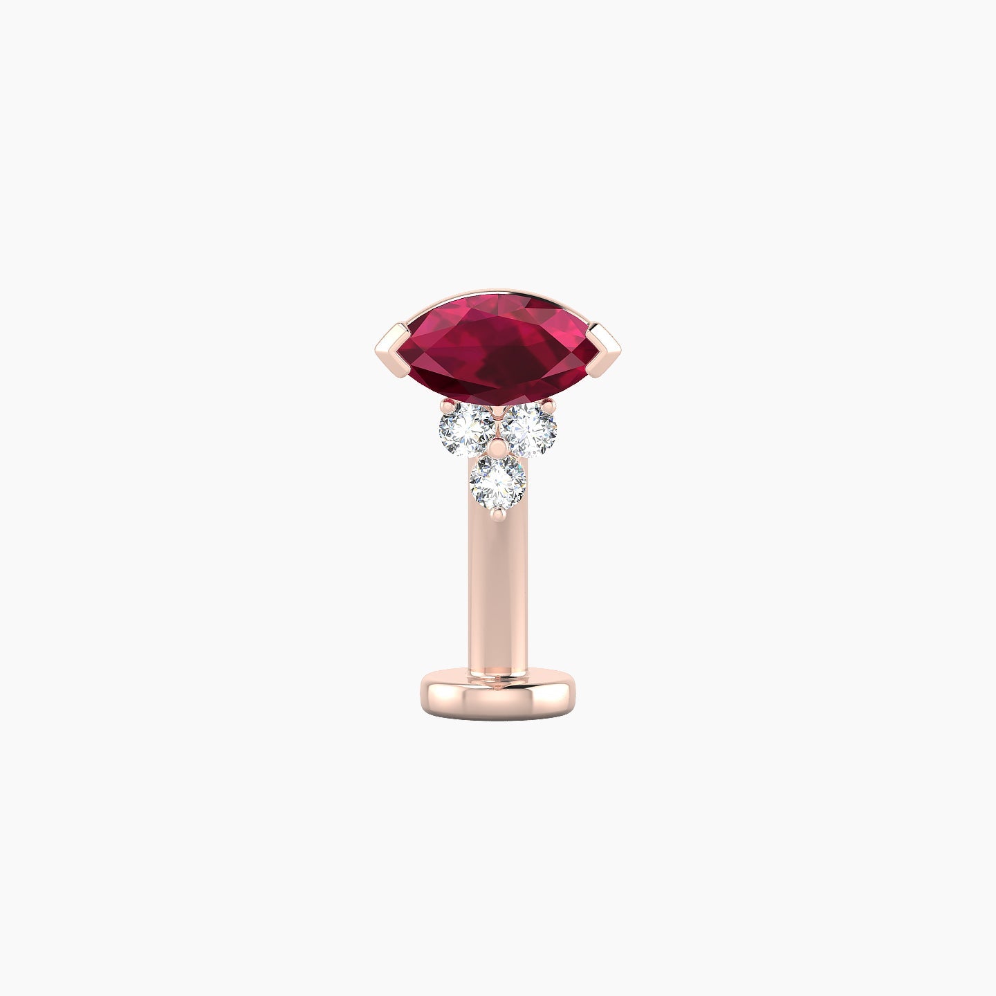 Oya | 18k Rose Gold 10 mm 7 mm Ruby & Diamond Floating Navel Piercing