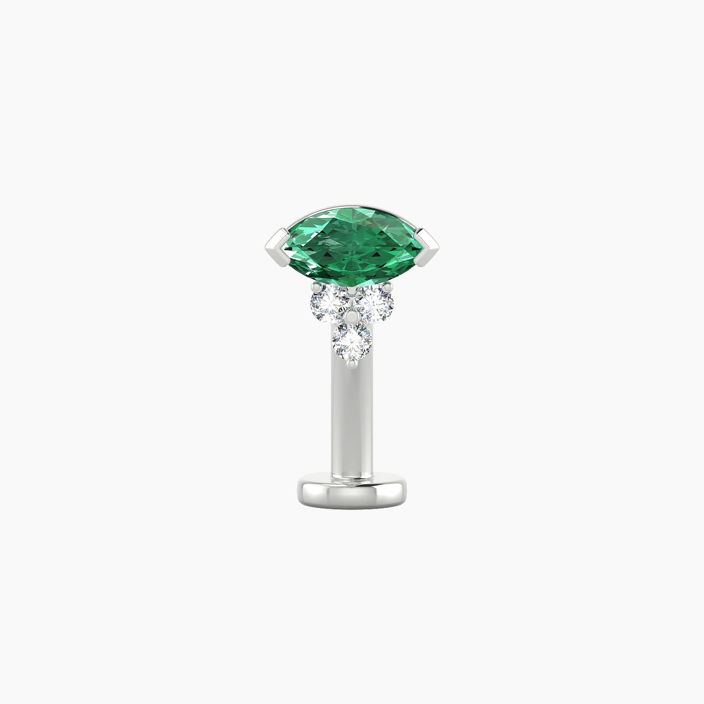 Oya | 18k White Gold 10 mm 7 mm Emerald & Diamond Floating Navel Piercing