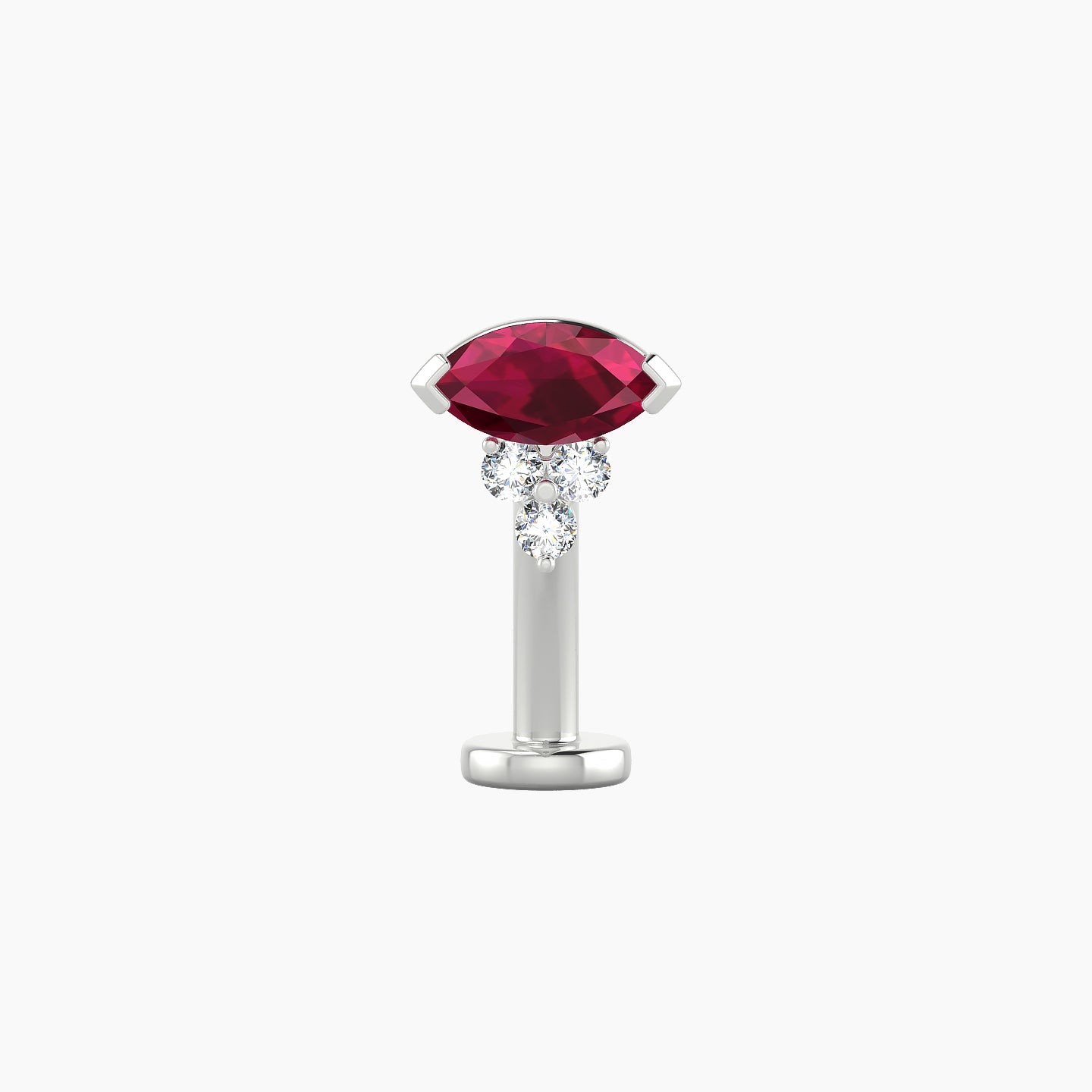 Oya | 18k White Gold 10 mm 7 mm Ruby & Diamond Floating Navel Piercing