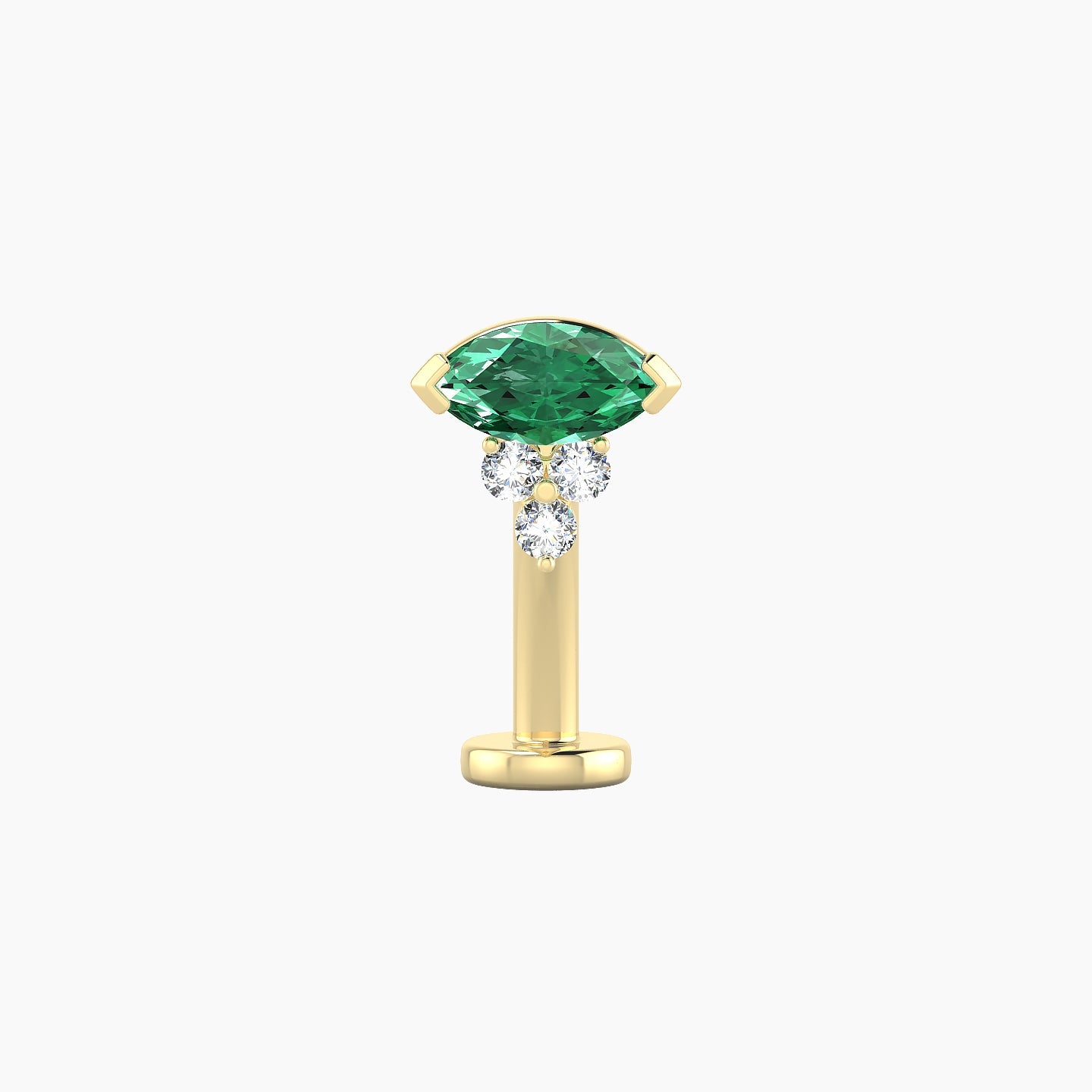 Oya | 18k Yellow Gold 10 mm 7 mm Emerald & Diamond Floating Navel Piercing