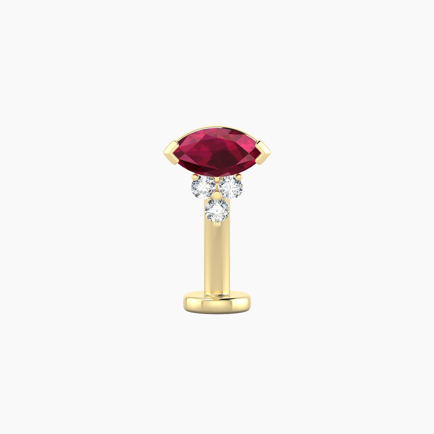 Oya | 18k Yellow Gold 10 mm 7 mm Ruby & Diamond Floating Navel Piercing