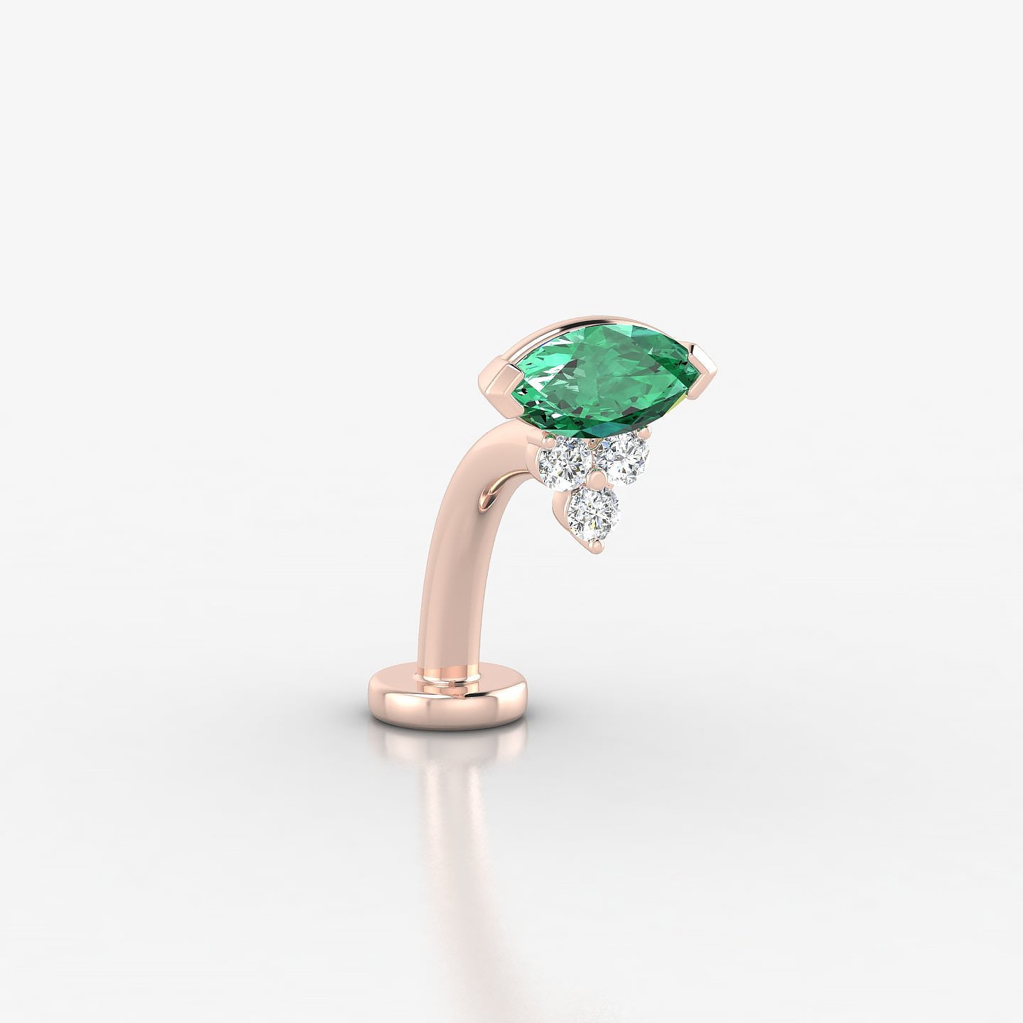 Oya | 18k Rose Gold 10 mm 7 mm Emerald & Diamond Floating Navel Piercing