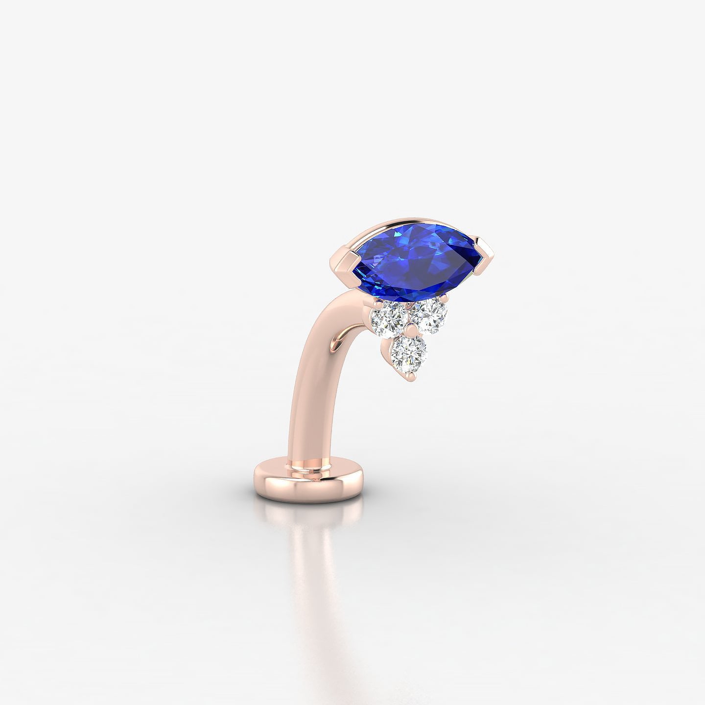 Oya | 18k Rose Gold 10 mm 7 mm Sapphire & Diamond Floating Navel Piercing