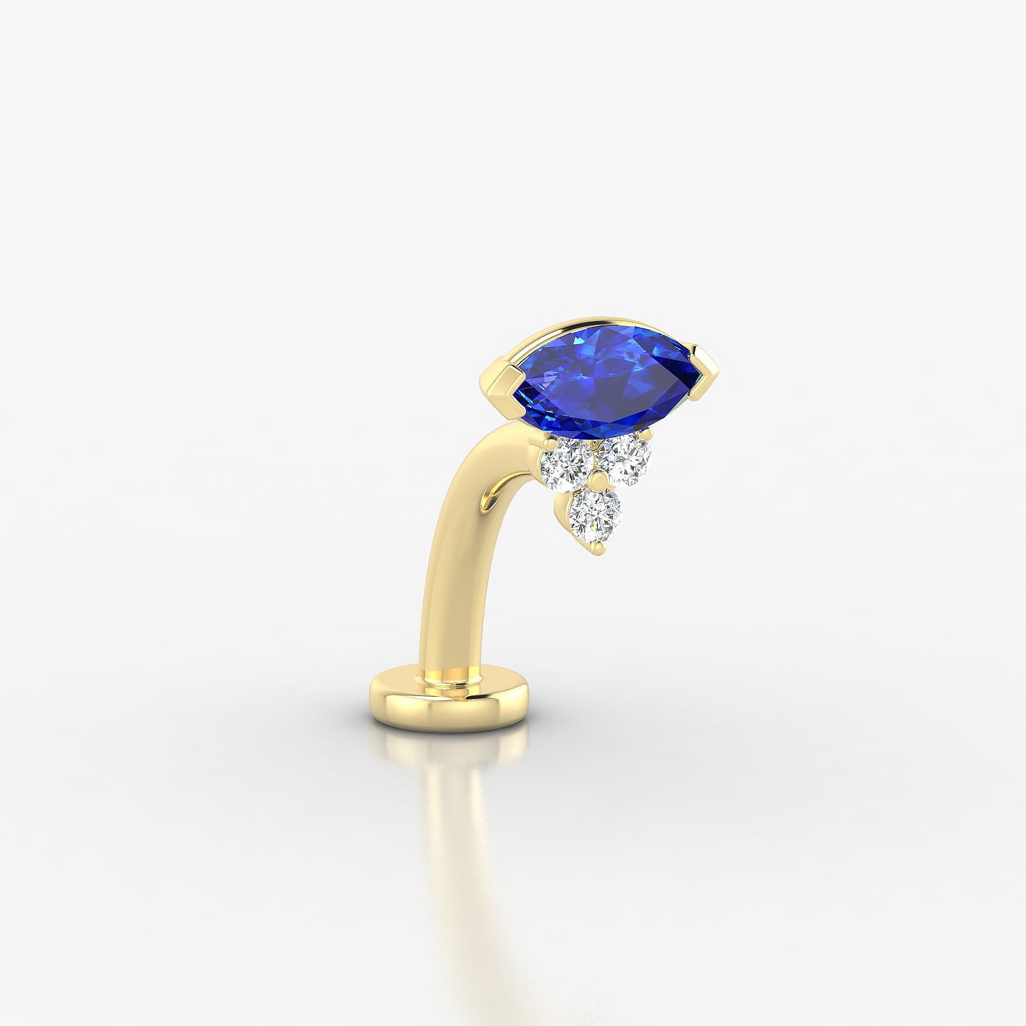 Oya | 18k Yellow Gold 10 mm 7 mm Sapphire & Diamond Floating Navel Piercing