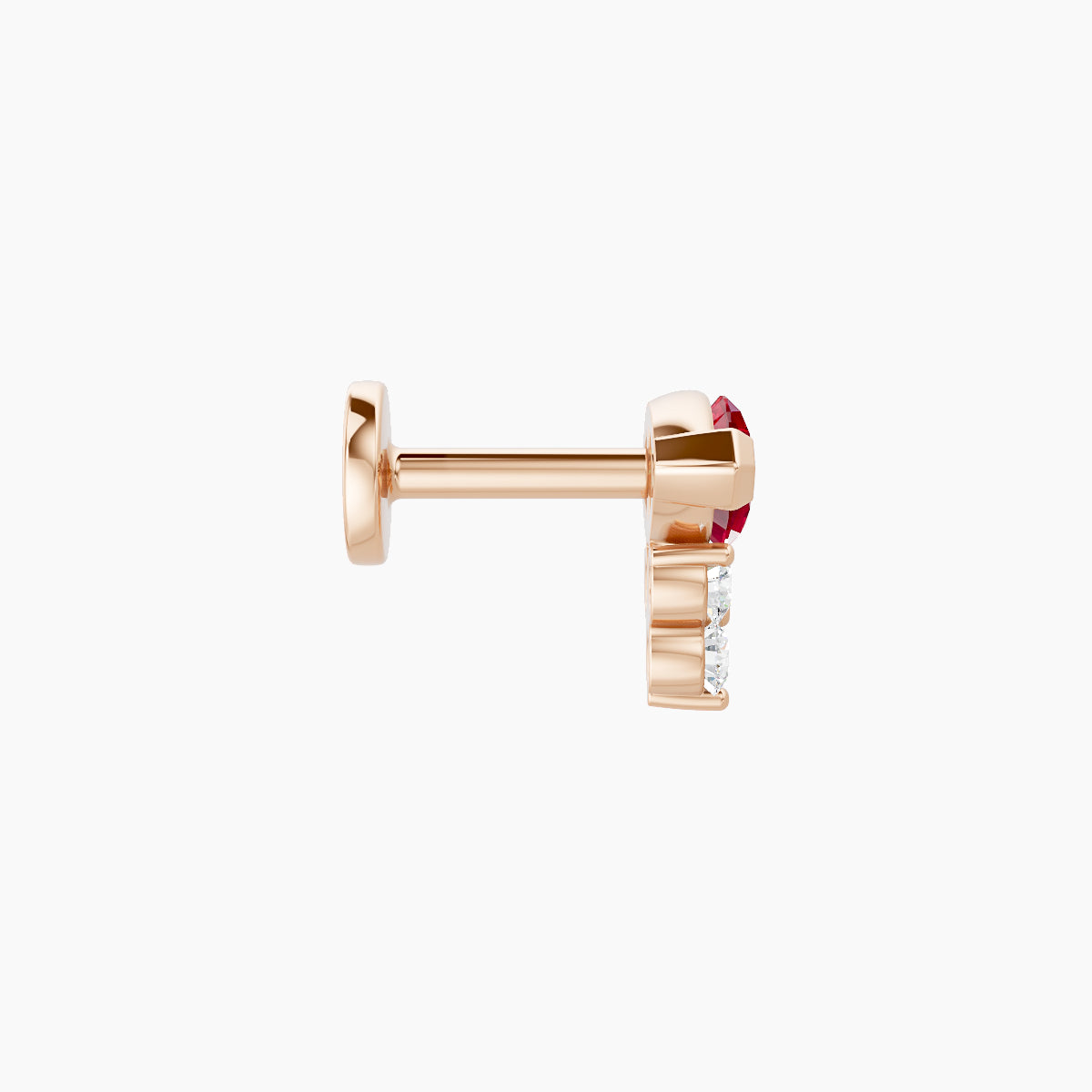Oya | 18k Rose Gold 5 mm 7 mm Ruby & Diamond Nose Piercing