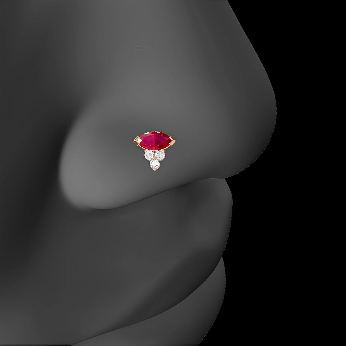 Oya | 18k Rose Gold 5 mm 7 mm Ruby & Diamond Nose Piercing