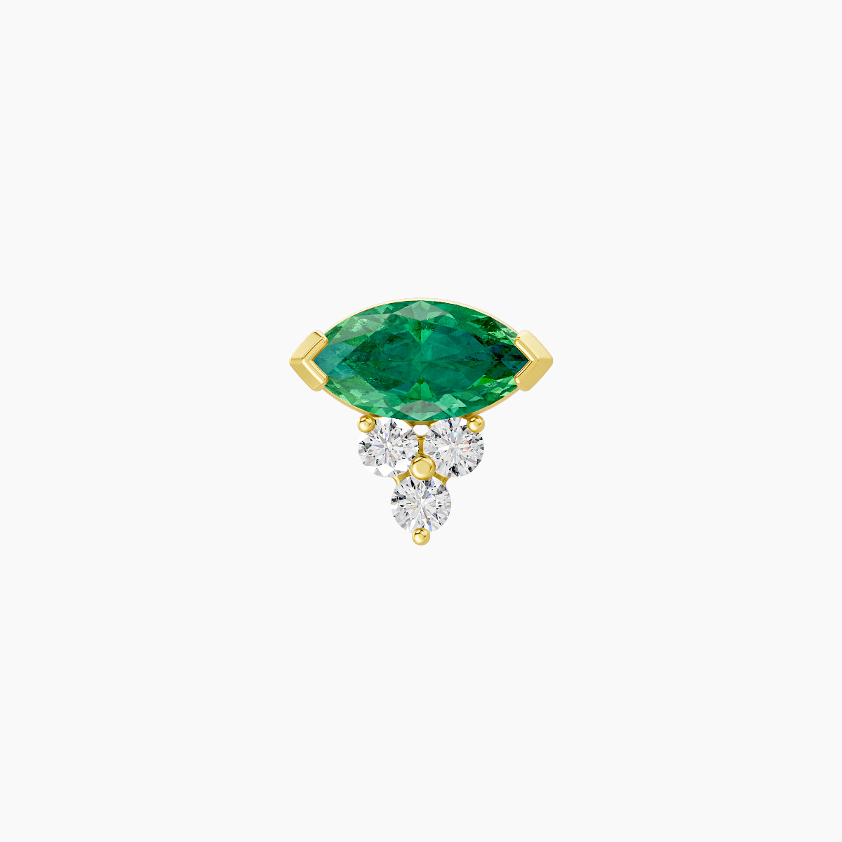 Oya | 18k Yellow Gold 5 mm 7 mm Emerald & Diamond Nose Piercing