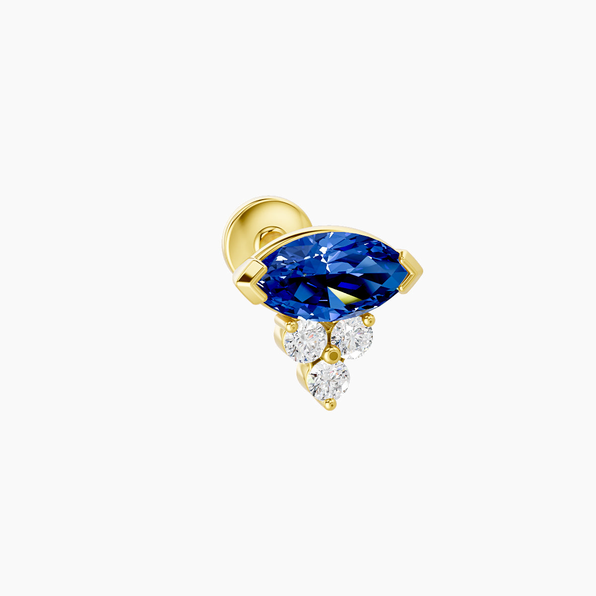 Oya | 18k Yellow Gold 5 mm 7 mm Sapphire & Diamond Nose Piercing
