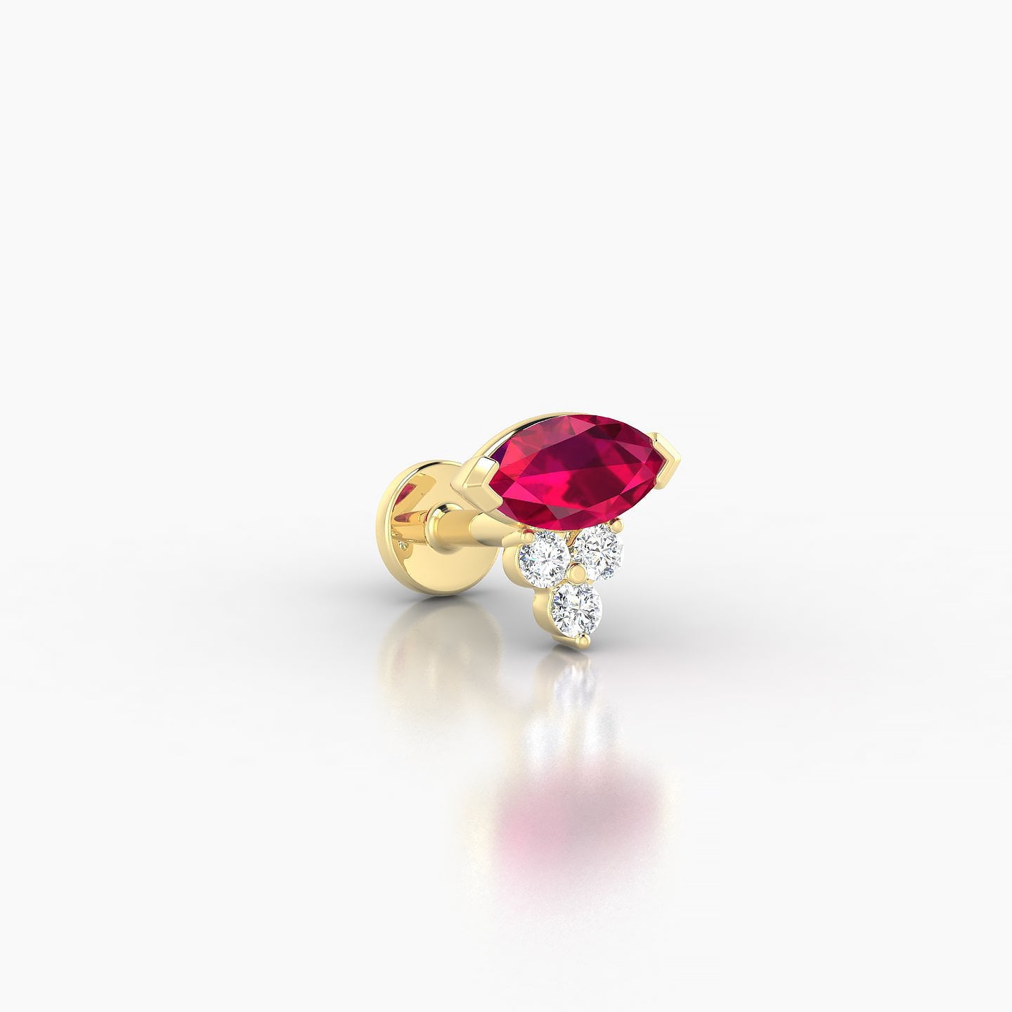 Oya | 18k Yellow Gold 5 mm 7 mm Ruby & Diamond Nose Piercing