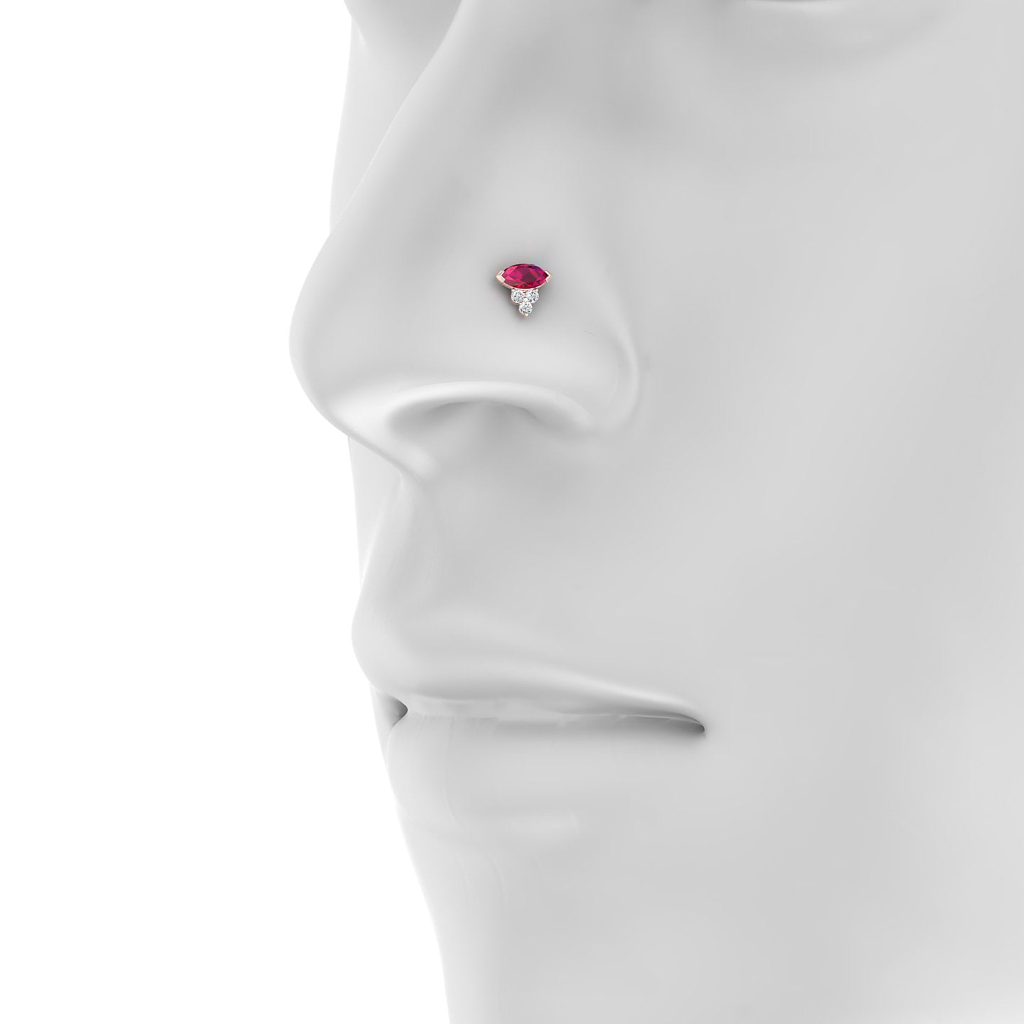 Oya | 18k Rose Gold 5 mm 7 mm Ruby & Diamond Nose Piercing
