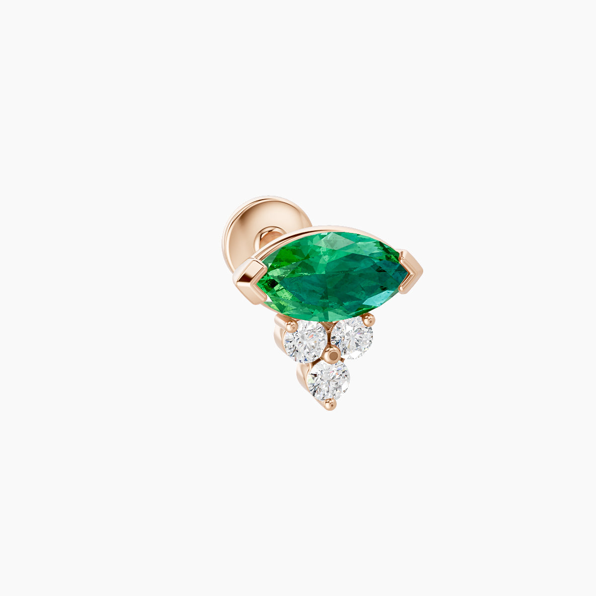 Oya | 18k Rose Gold 5 mm 7 mm Emerald & Diamond Piercing